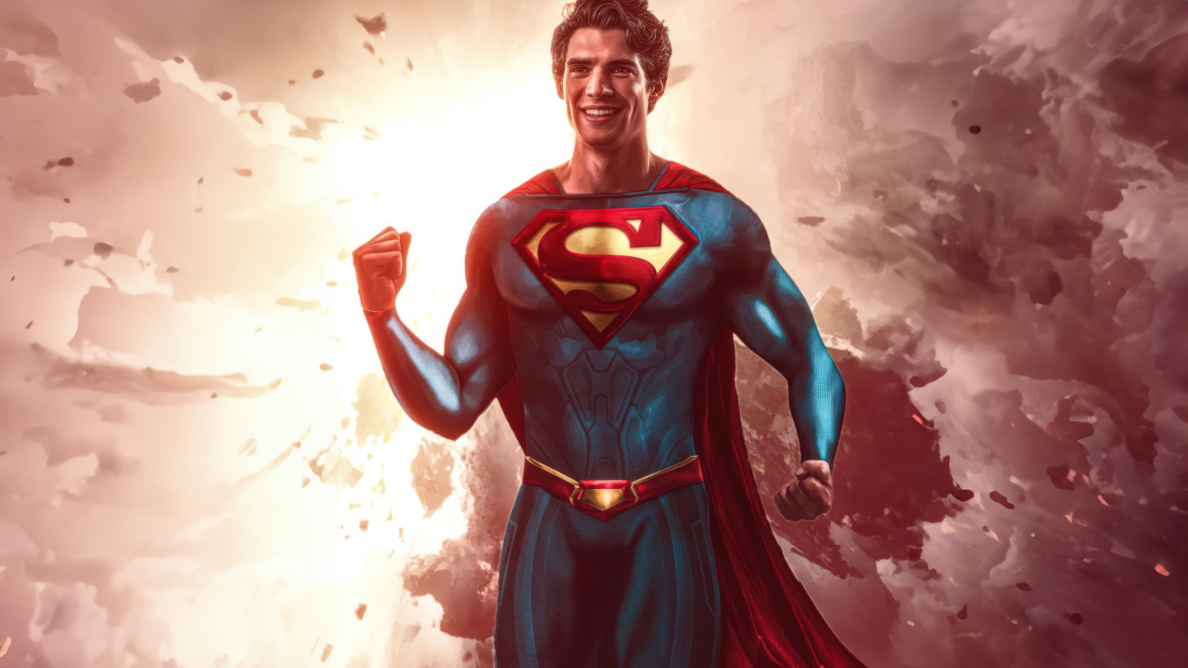 Superman in a dramatic sky HD Wallpaper