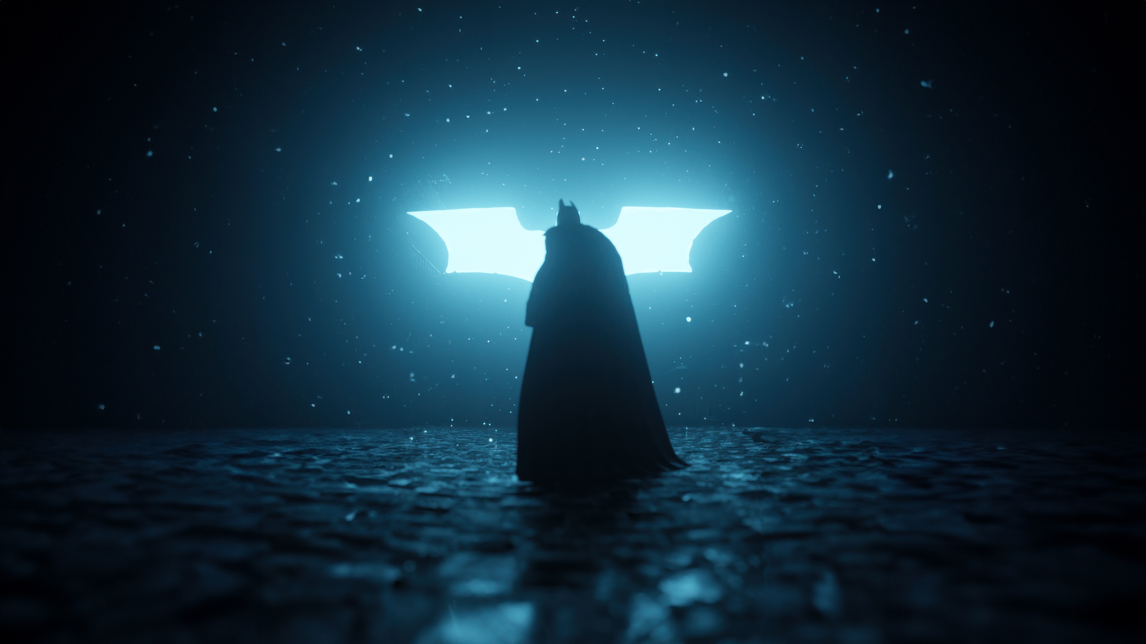 Batman Silhouette Against The Bat-Signal HD Wallpaper