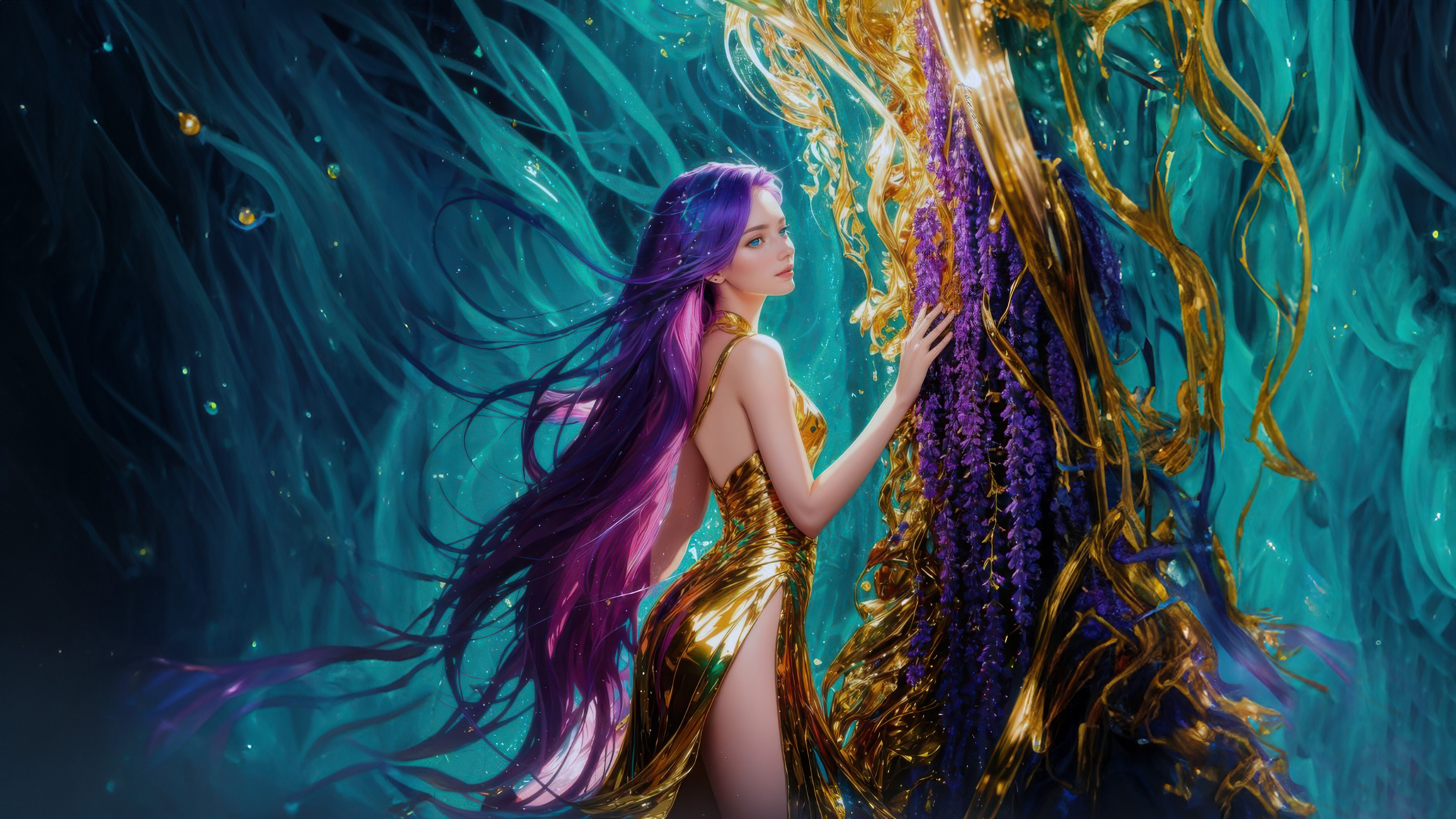 Glitter Queen in a Magical Forest HD Wallpaper