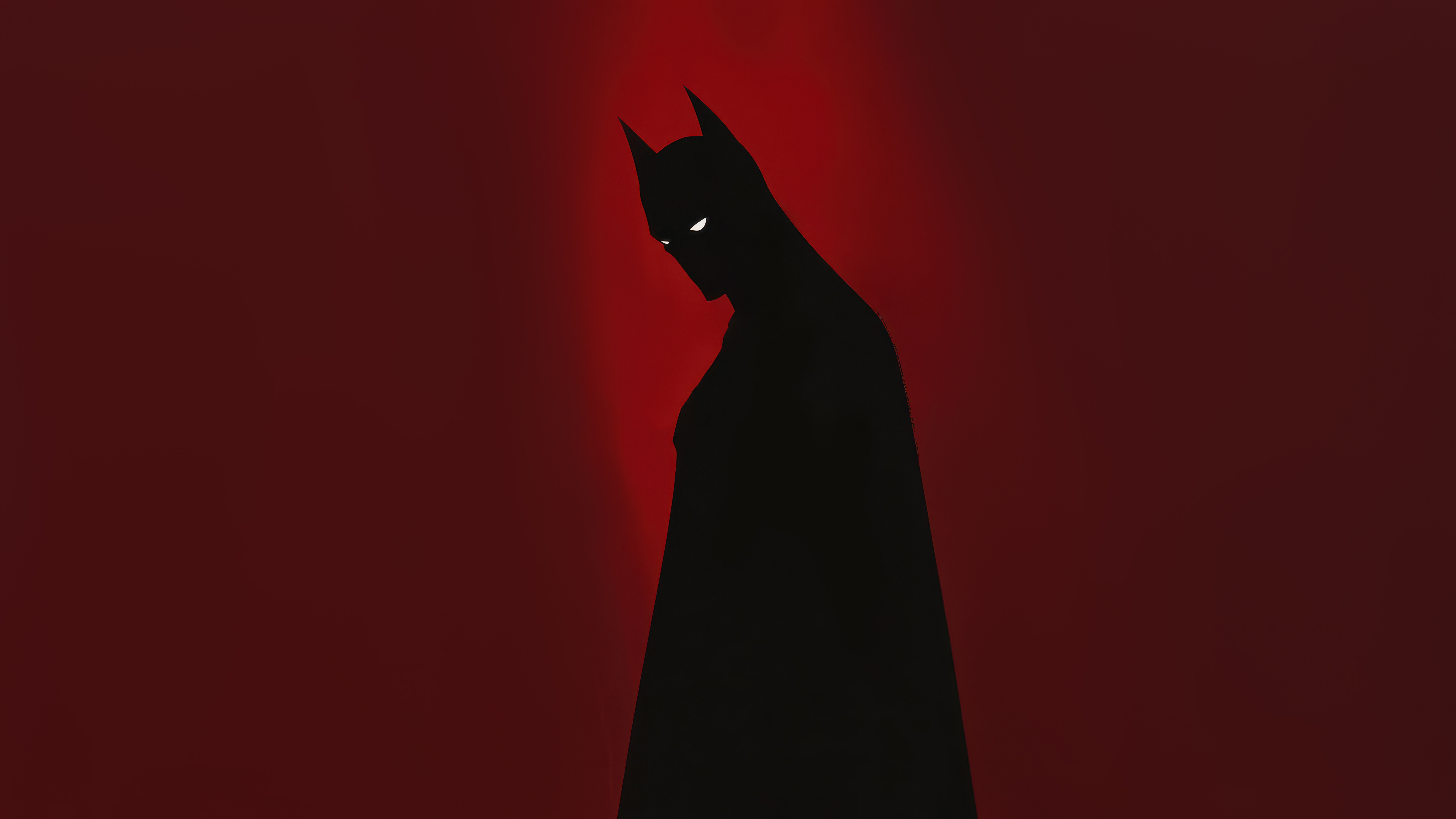 Batman silhouette against a red background HD Wallpaper