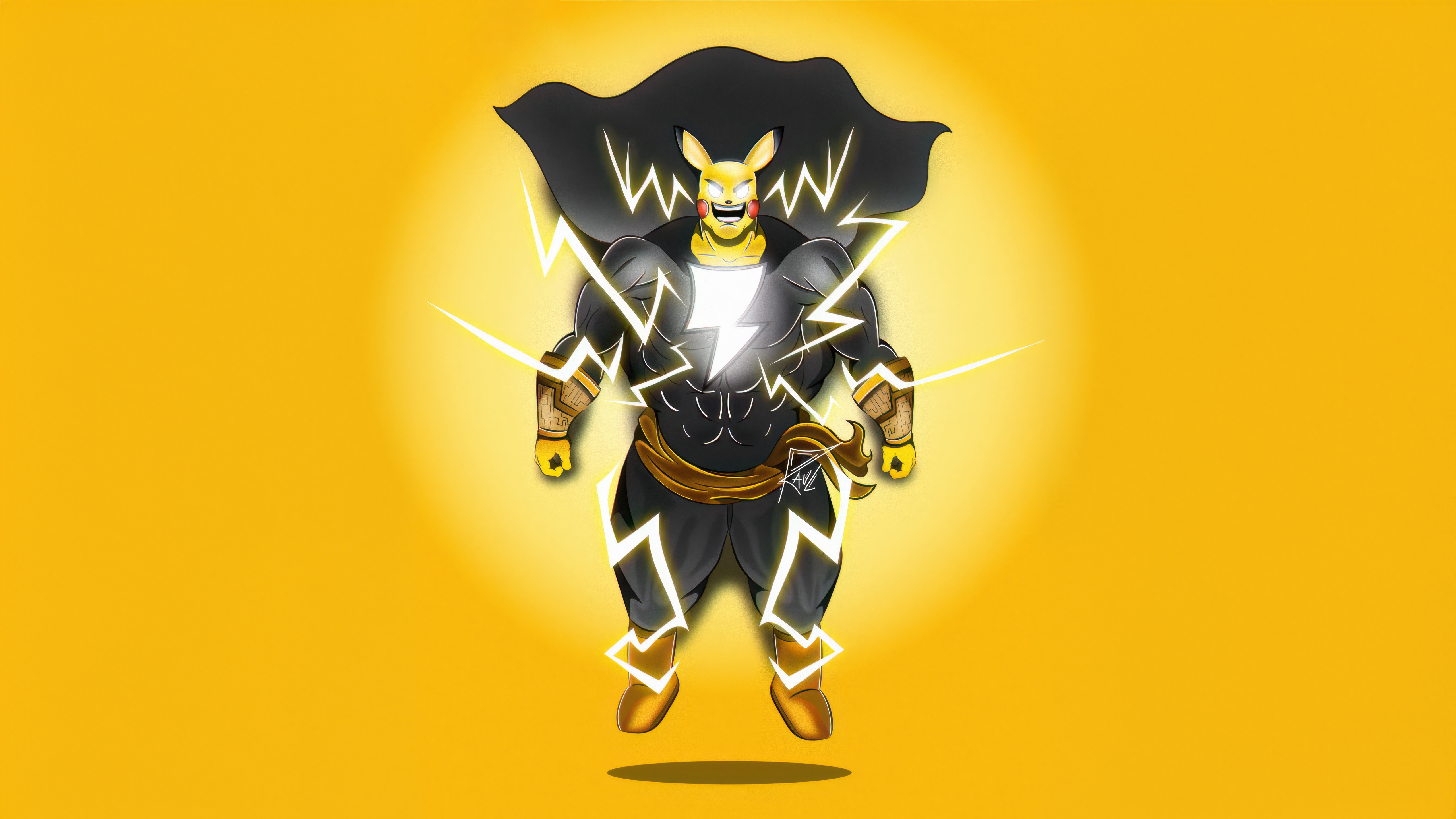 Pikachu as Black Adam with lightning HD Wallpaper