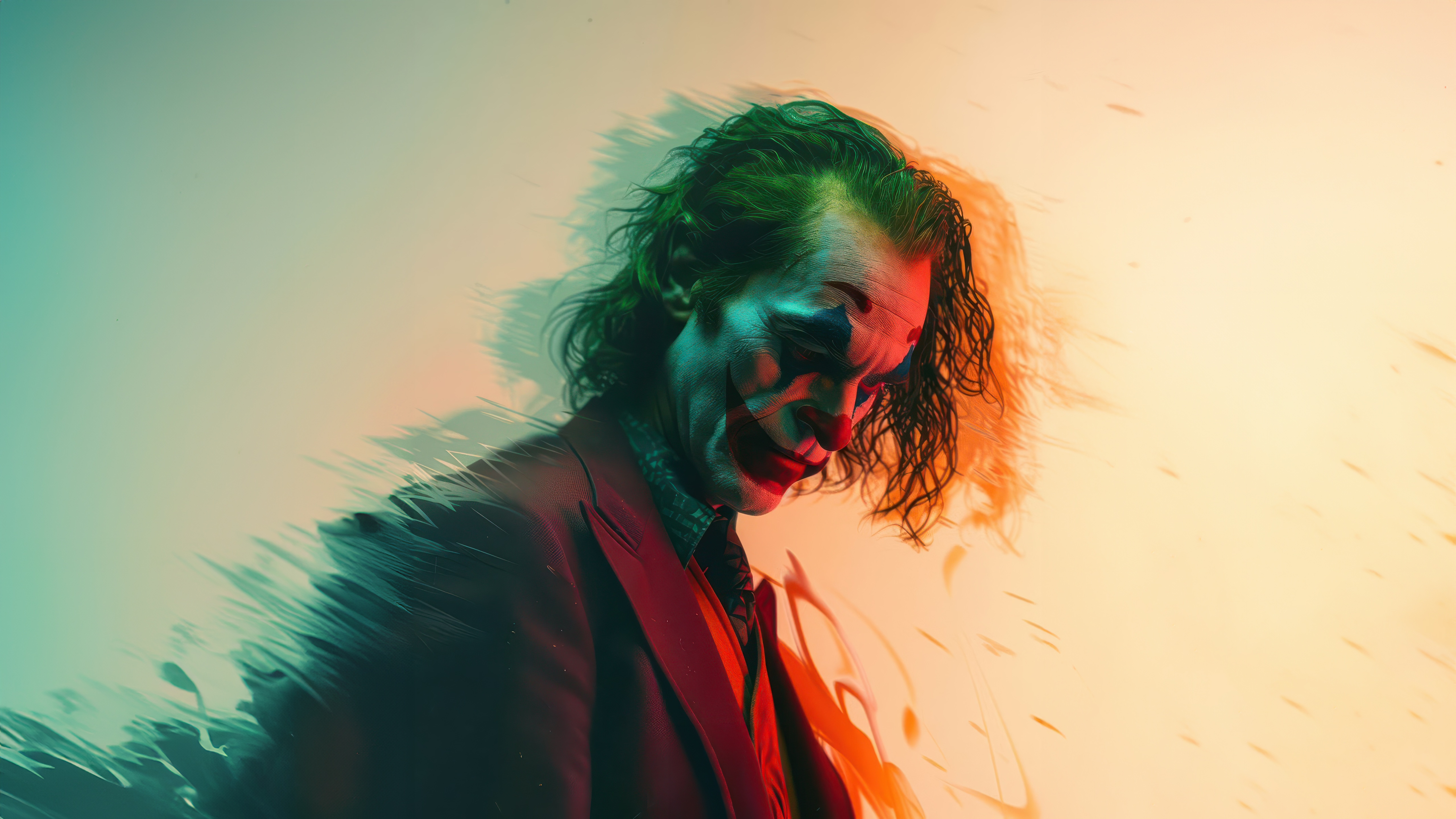 Joker with clown makeup and suit HD Wallpaper