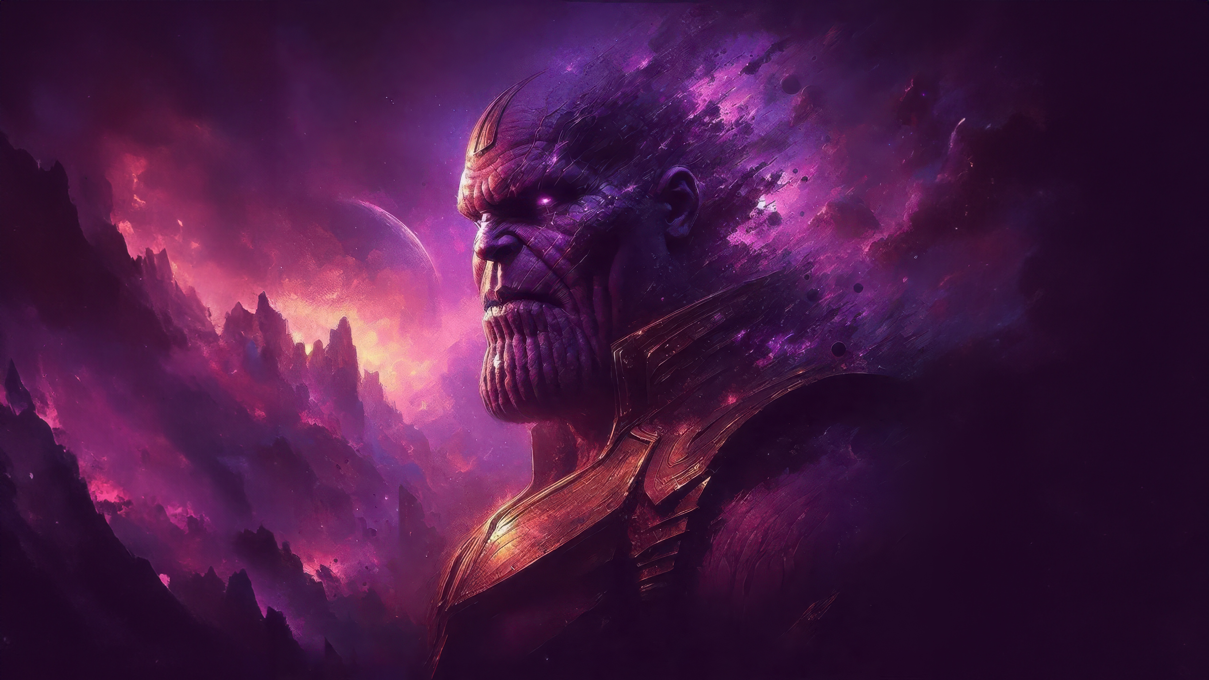 Thanos Wielder Of Infinity in Cosmic Landscape HD Wallpaper