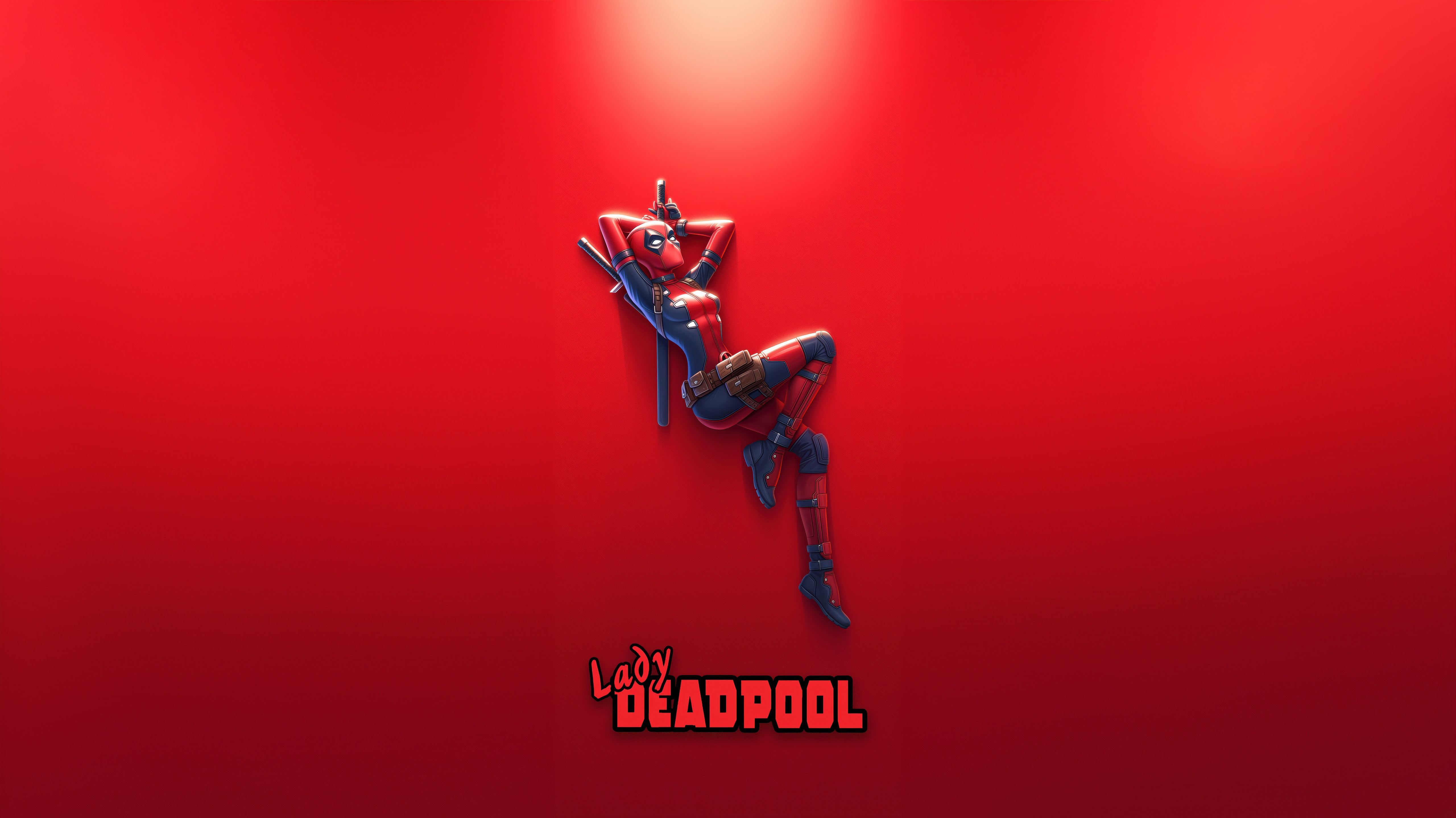 Lady Deadpool Posing on Red Background HD Wallpaper