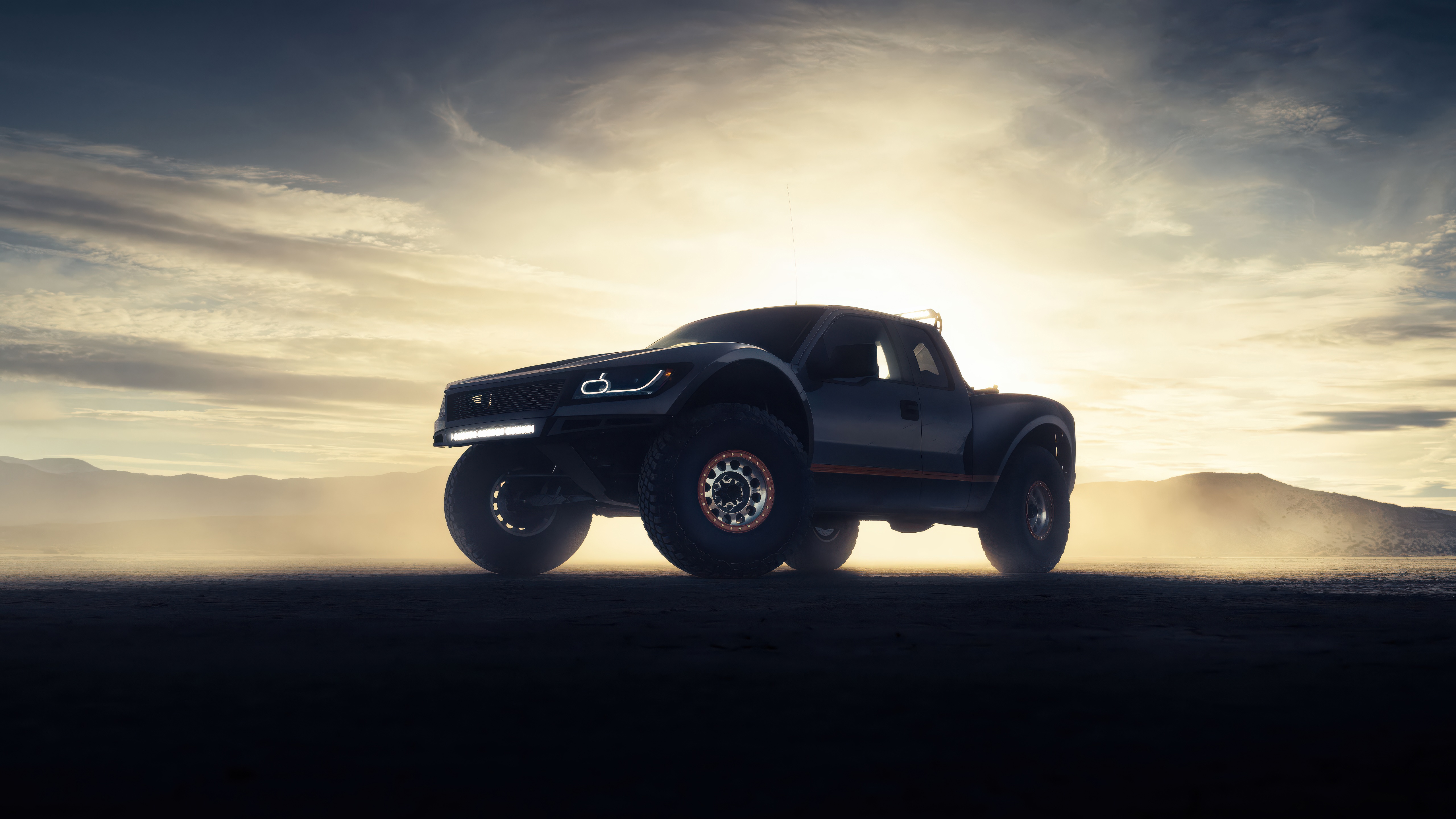 Armada Prerunner truck in desert landscape HD Wallpaper