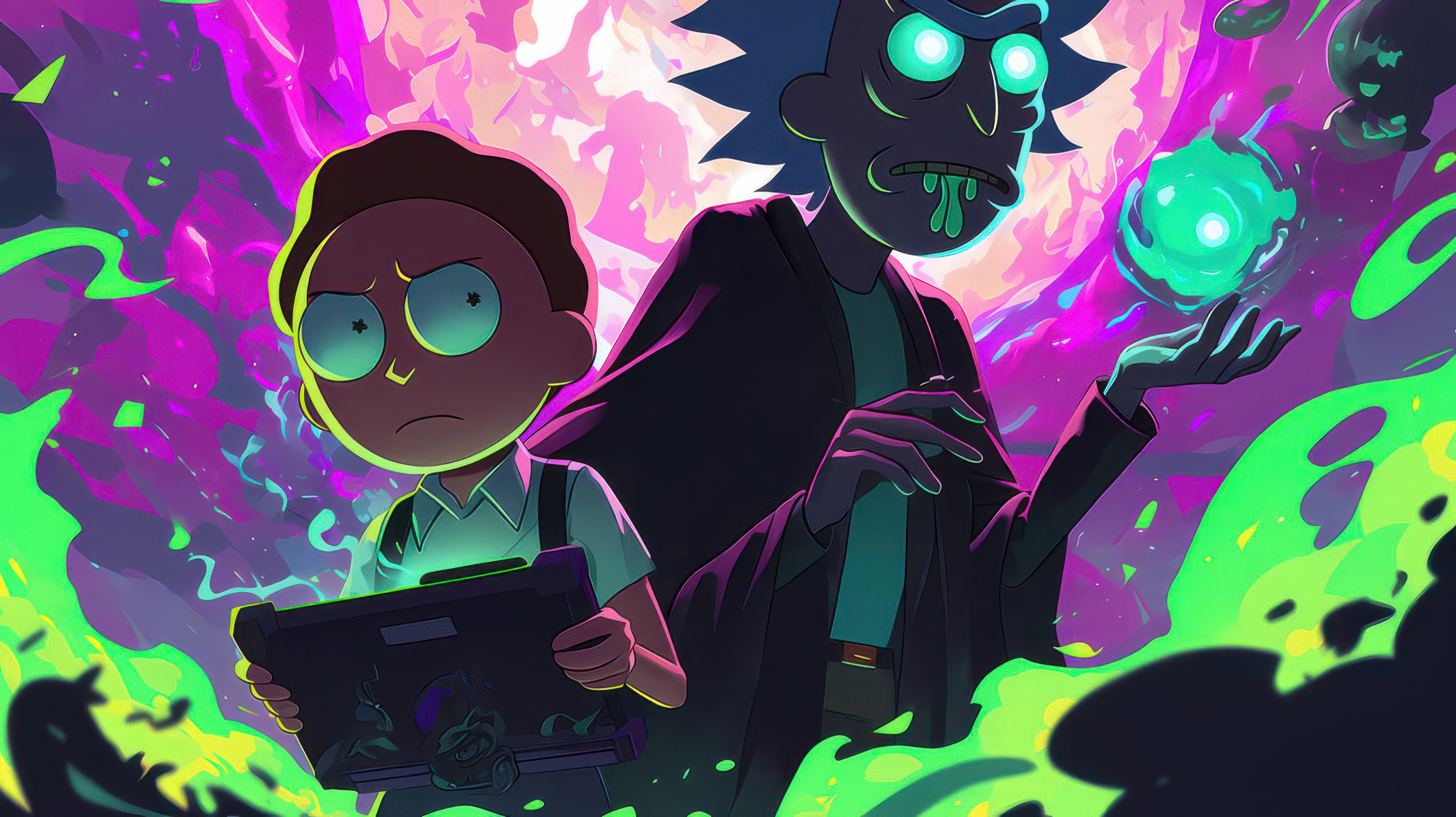 Rick and Morty in a psychedelic dimension HD Wallpaper