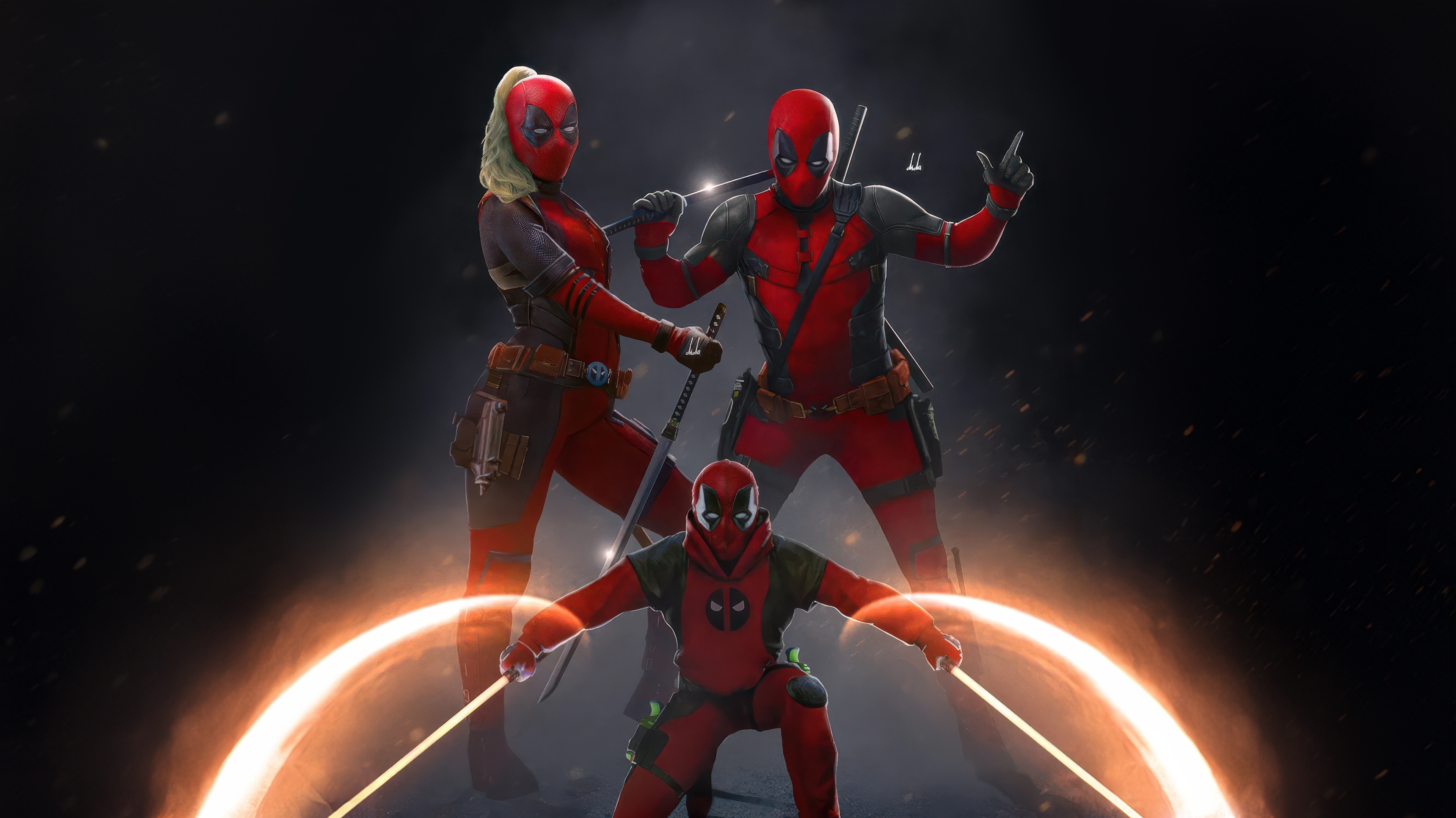 Deadpool Corps with glowing orange rings HD Wallpaper