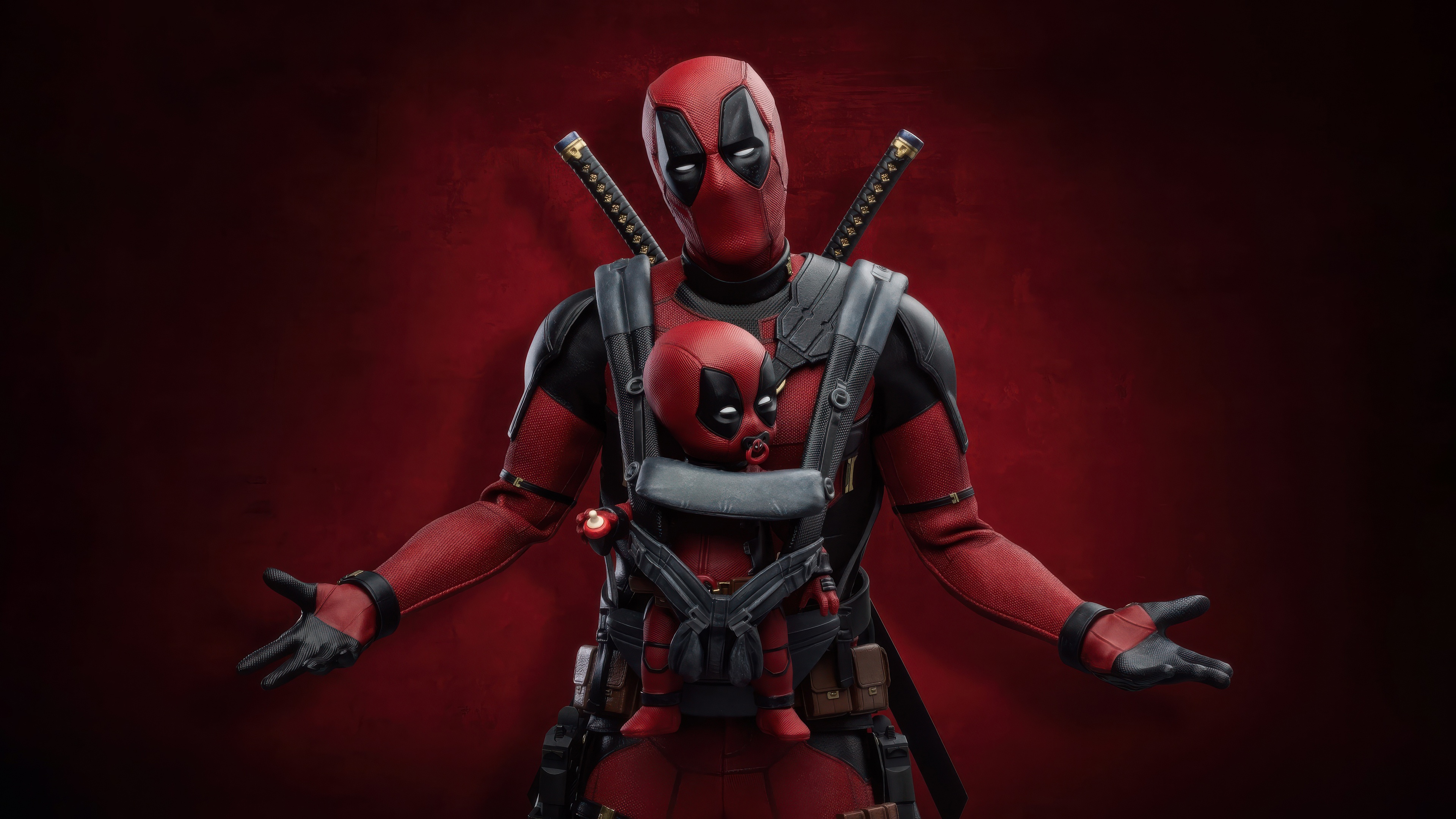 Deadpool holding a baby Deadpool HD Wallpaper