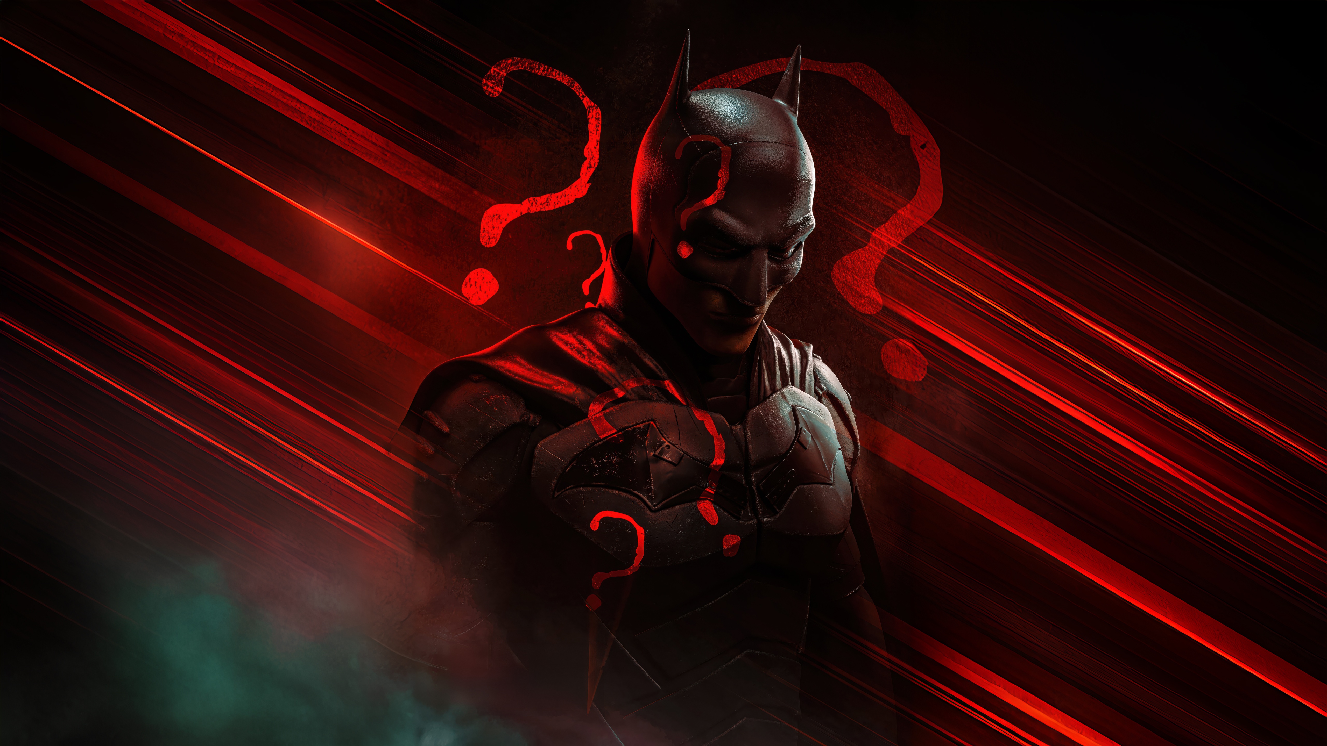 The Batman with Riddler symbols HD Wallpaper