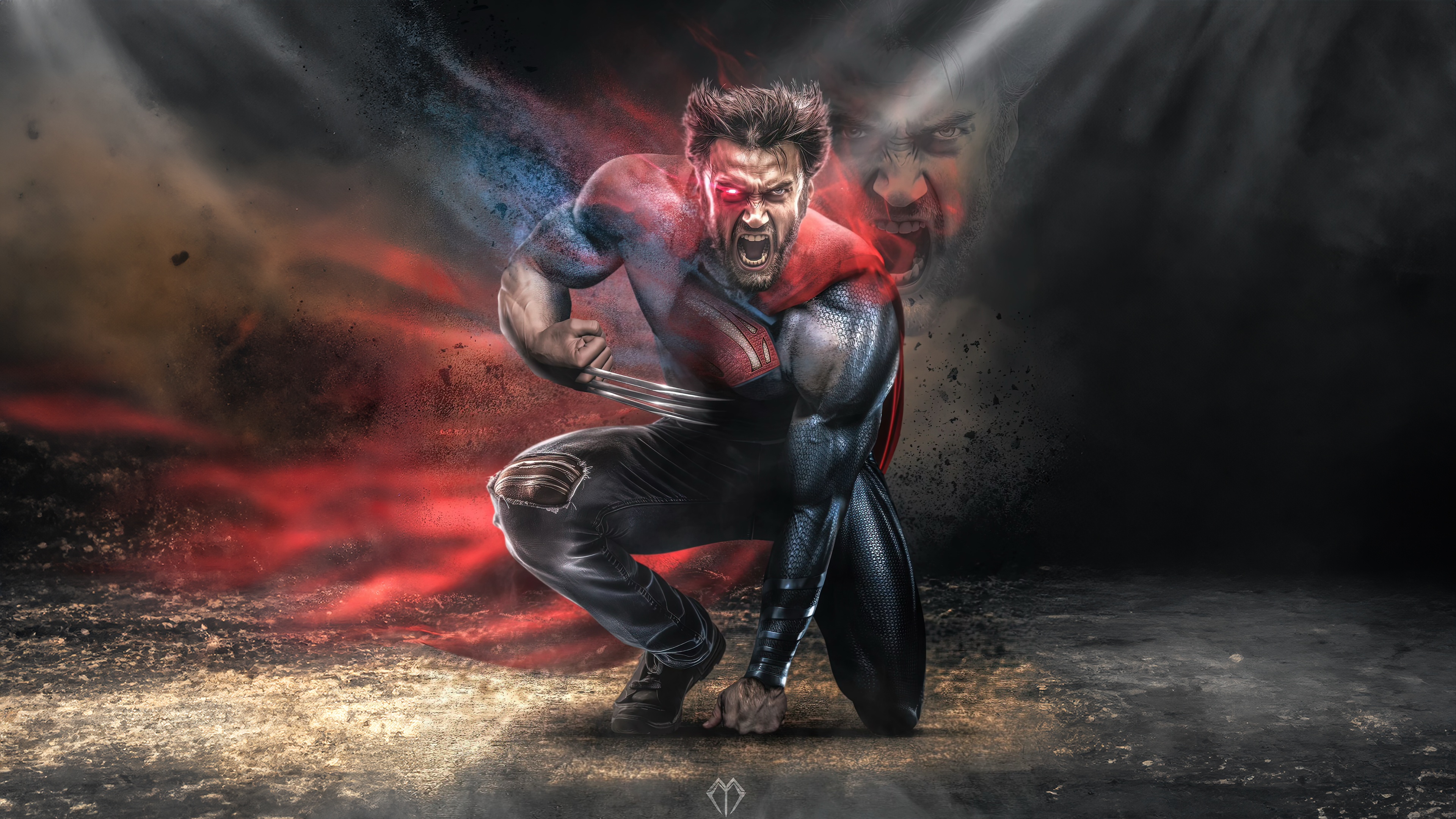 Wolverine as Superman with claws extended HD Wallpaper