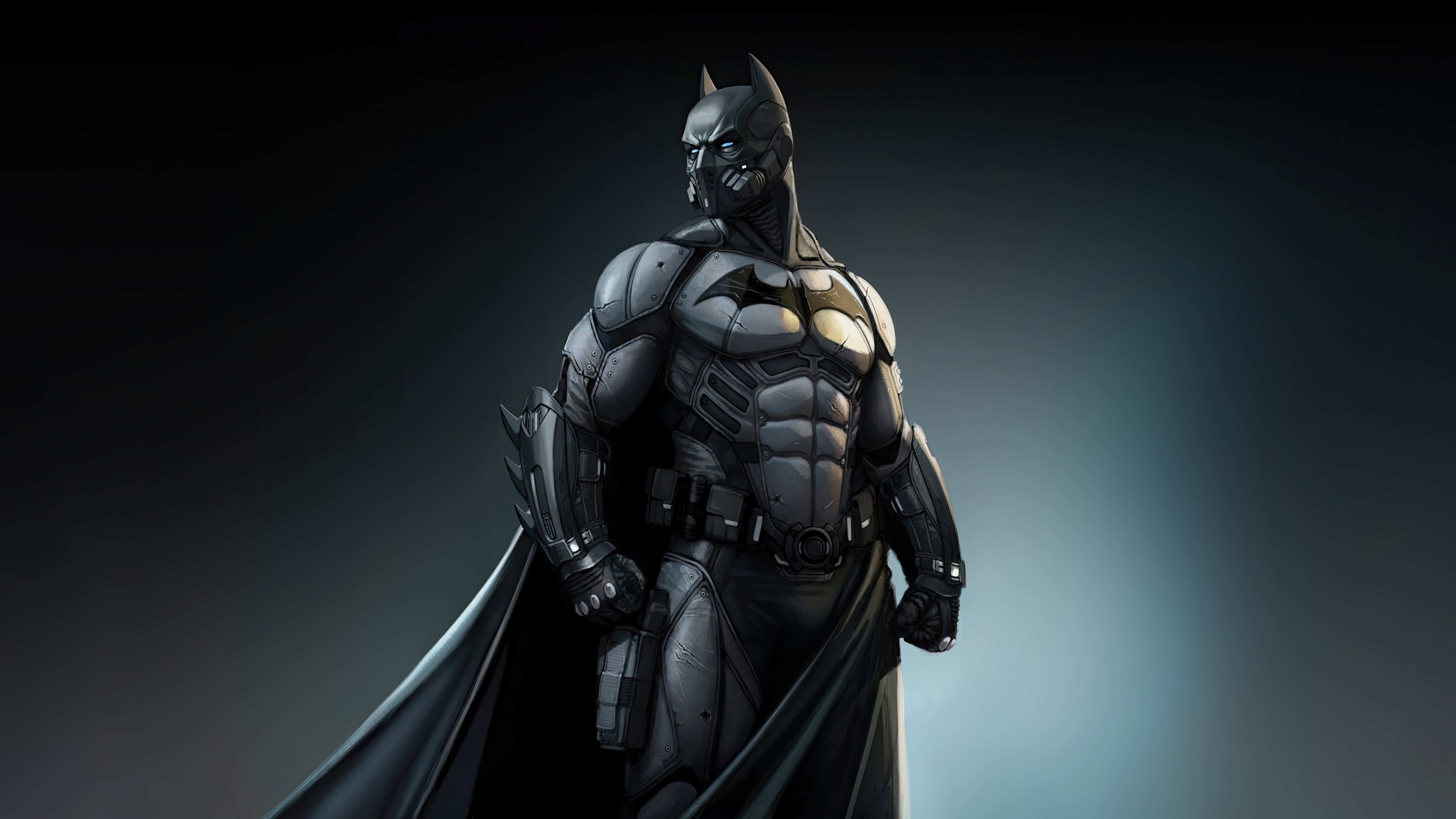 Batman in a dark, armored suit HD Wallpaper