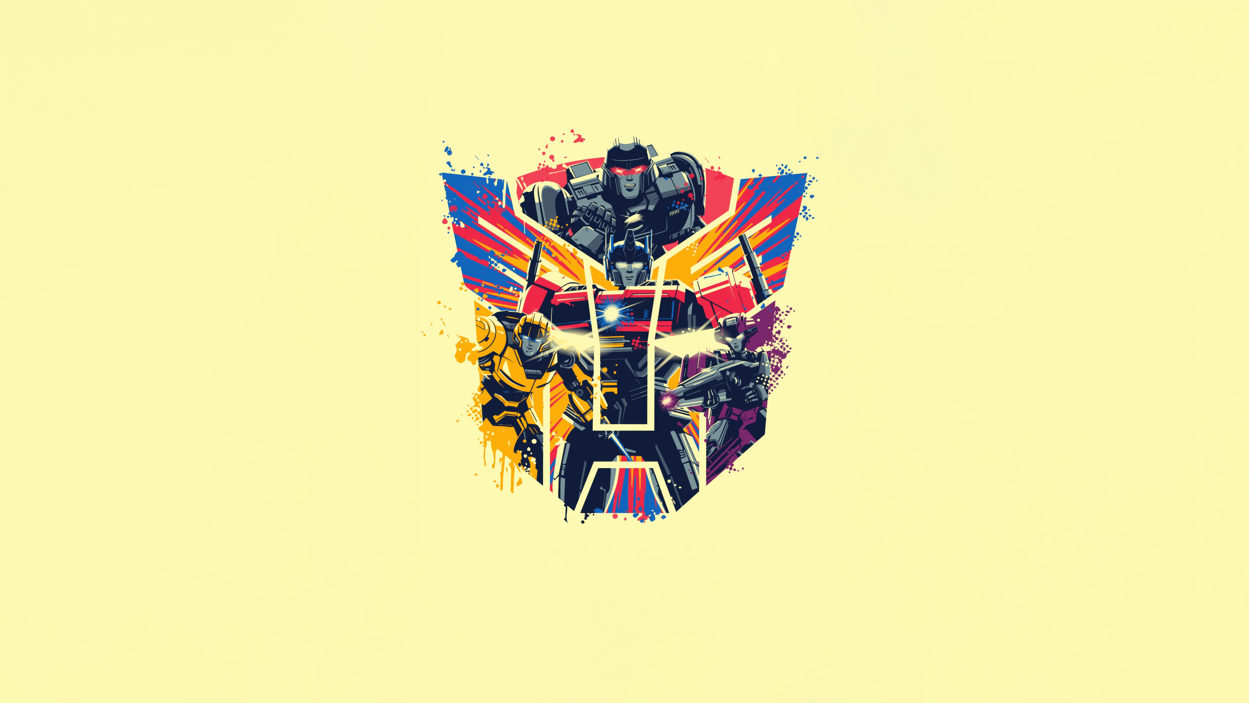 Transformers Autobots and Decepticons in stylized art HD Wallpaper