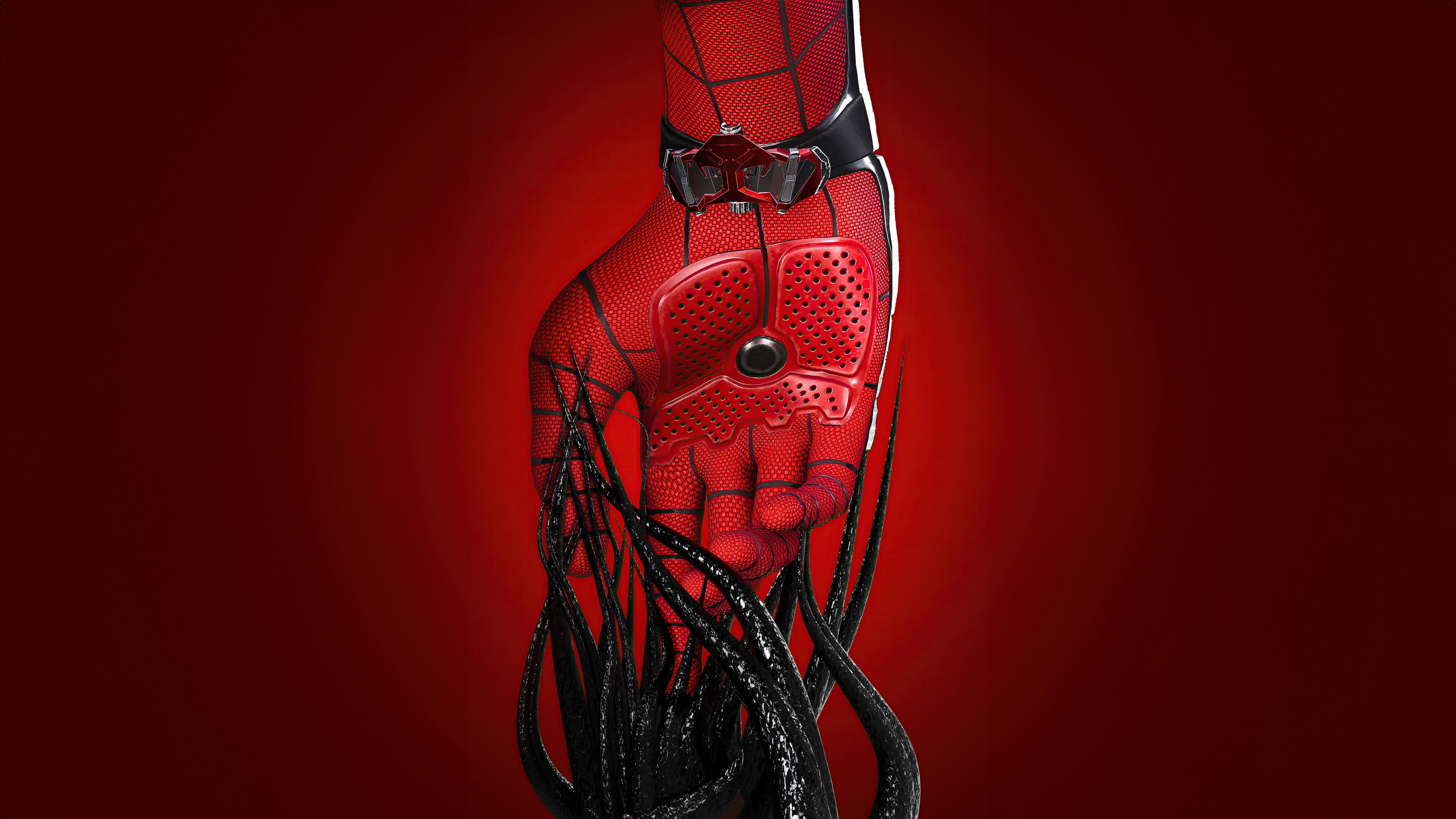 Spider-Man's Hand with Black Tendrils HD Wallpaper