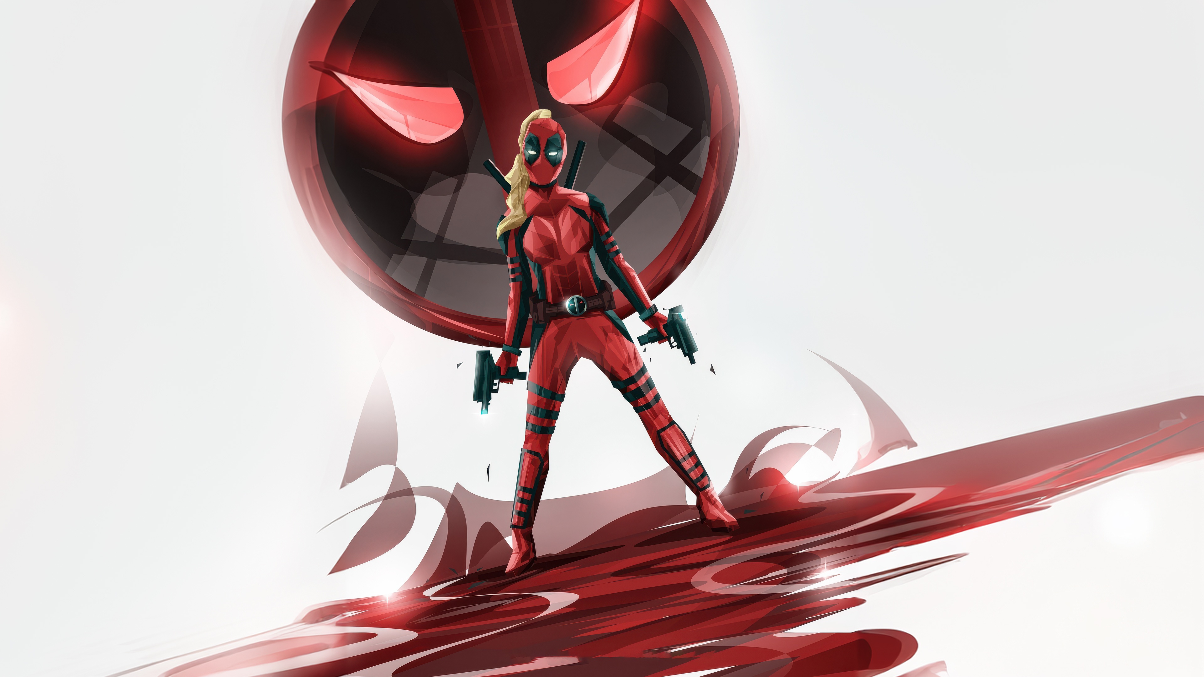 Lady Deadpool with Guns and Deadpool Logo HD Wallpaper