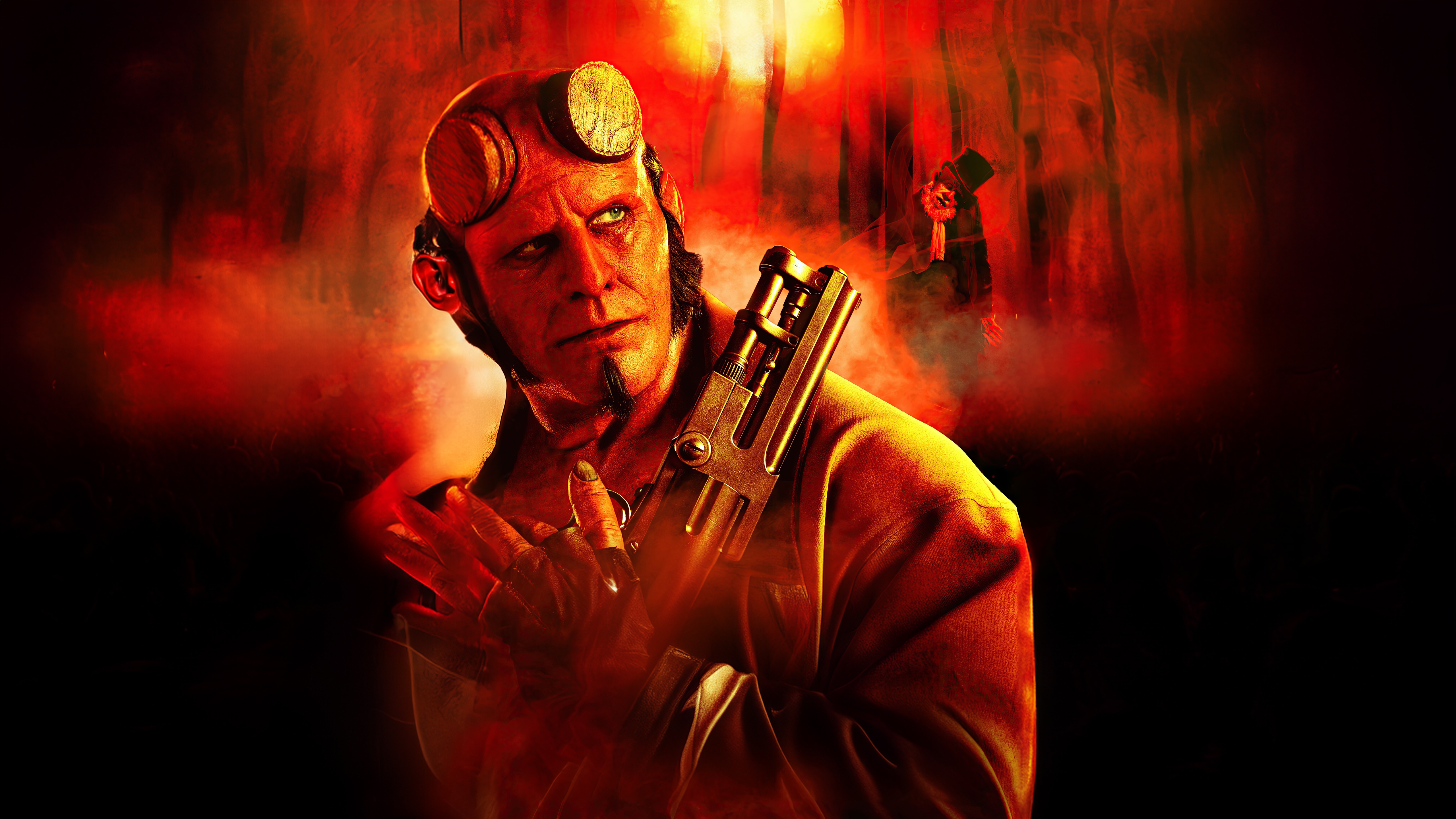 Hellboy with The Crooked Man in the background HD Wallpaper