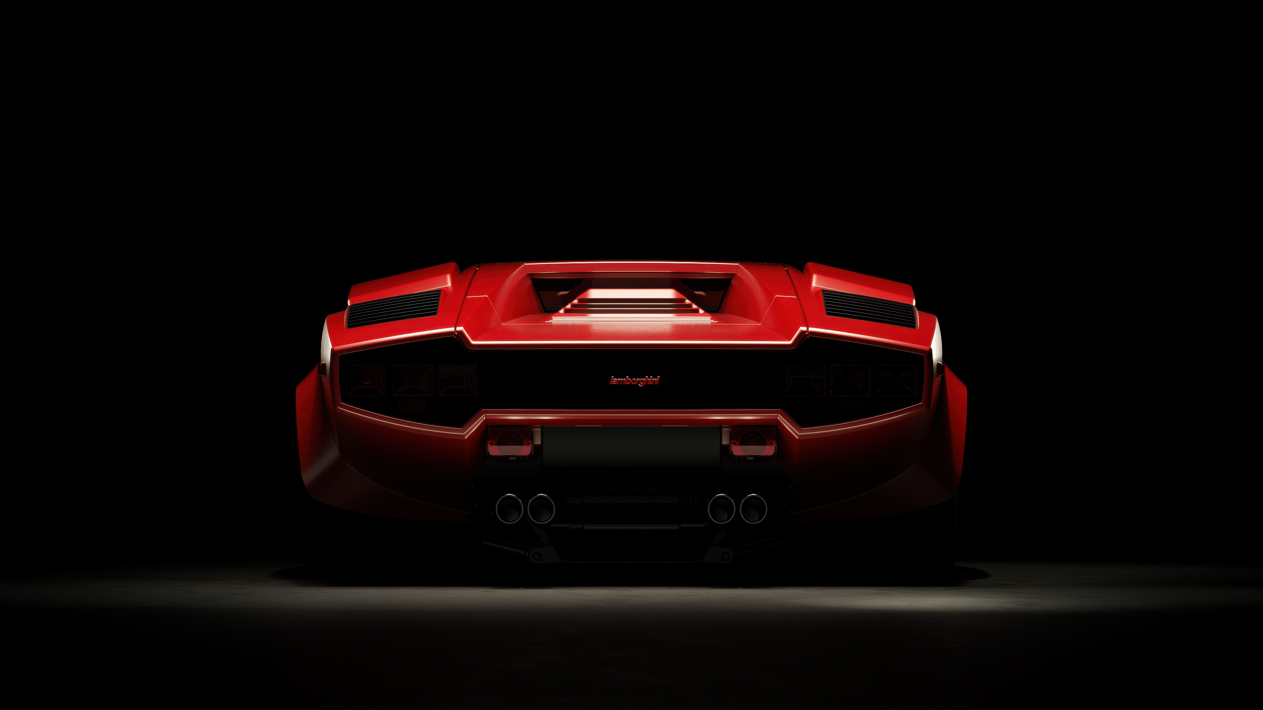 Red Lamborghini Countach Rear View HD Wallpaper
