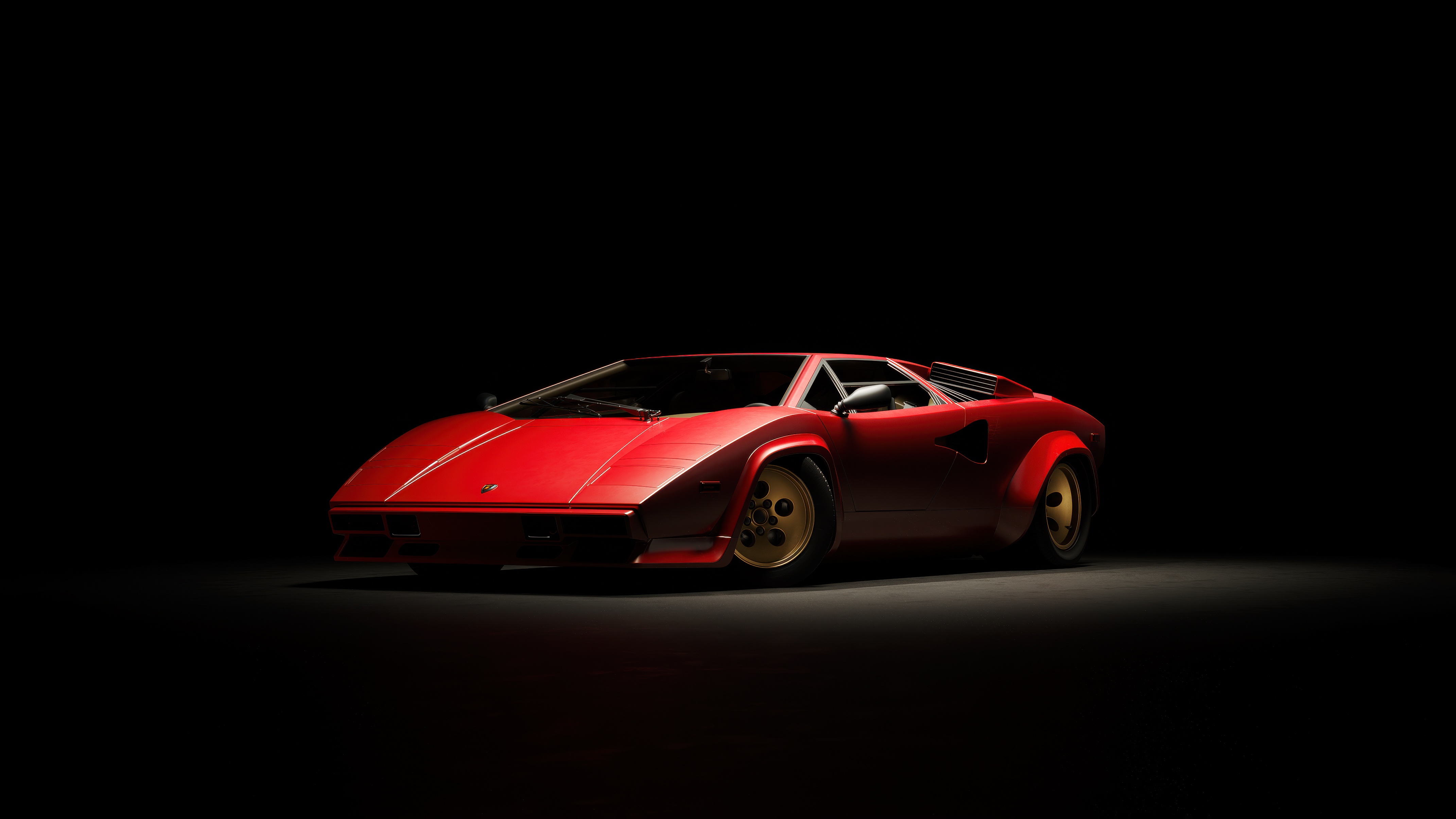Red Lamborghini Countach on a dark background HD Wallpaper
