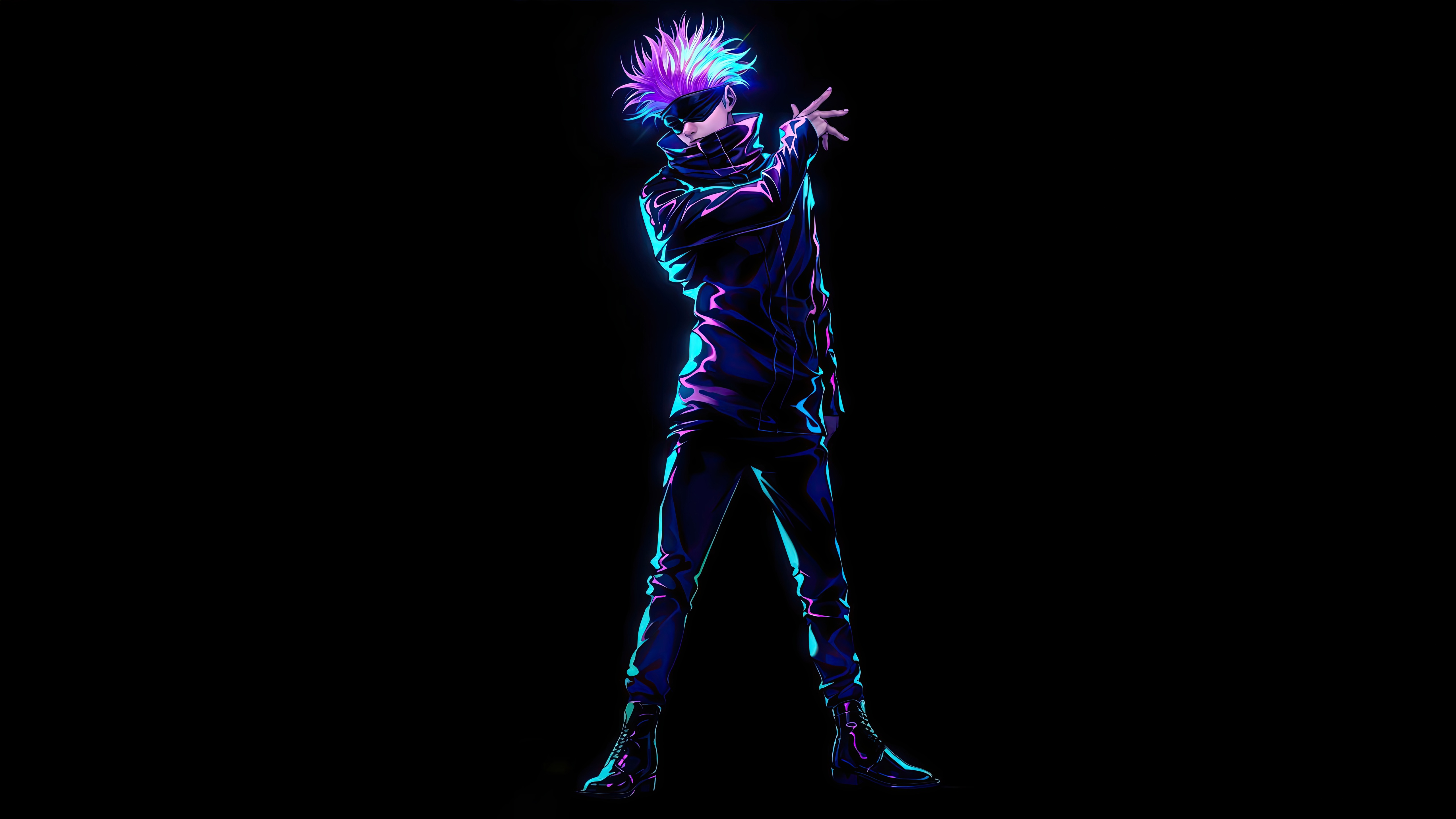 Gojo Satoru from Jujutsu Kaisen with Neon Lighting HD Wallpaper
