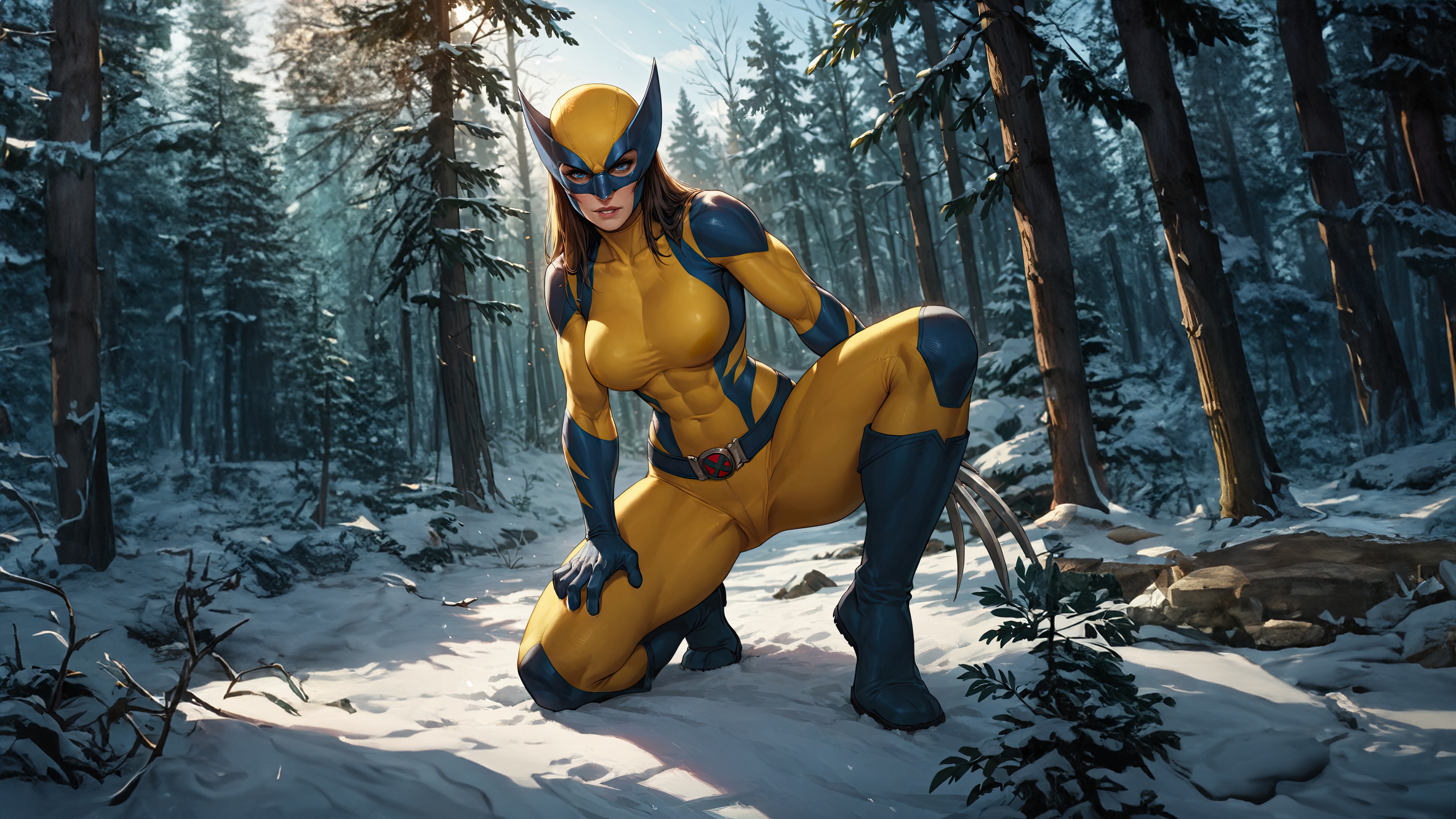 X-23 in a snowy forest HD Wallpaper