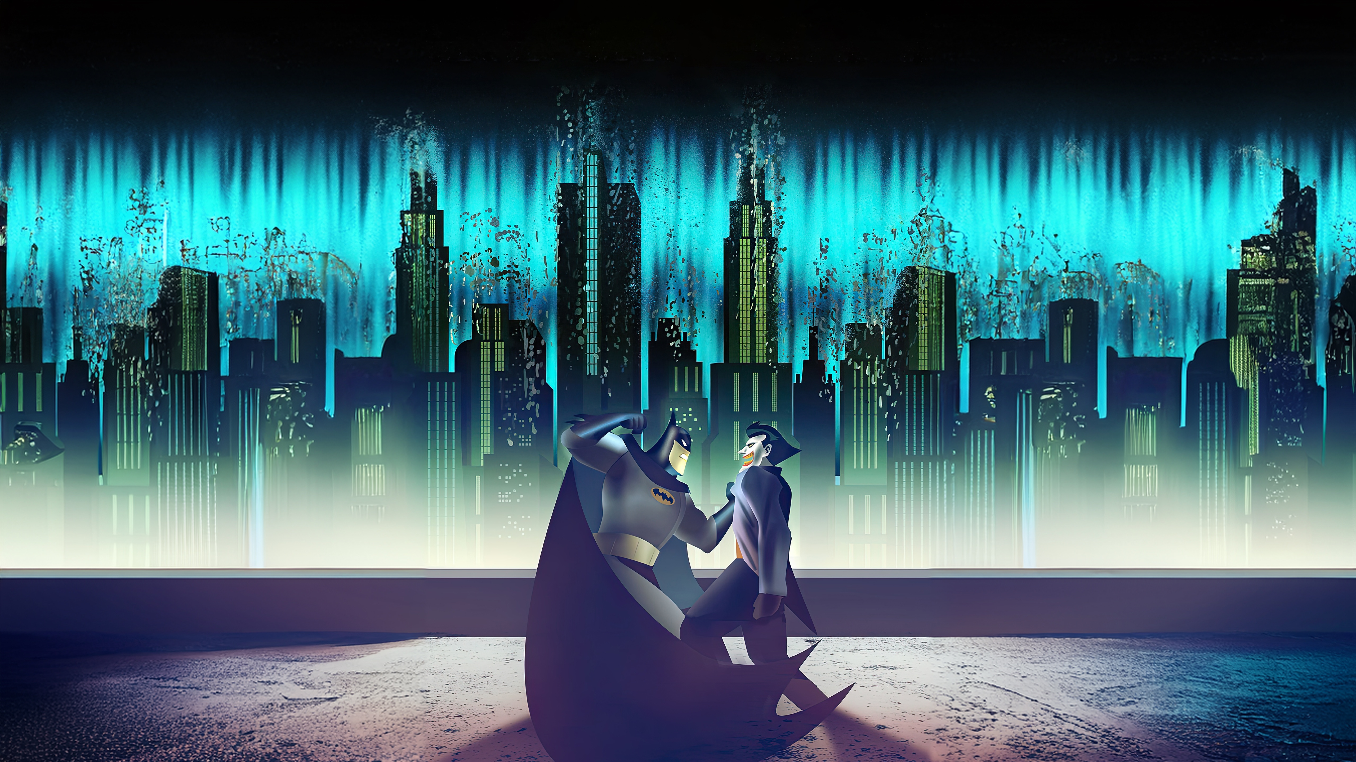 Batman Confronts the Joker in Gotham City HD Wallpaper
