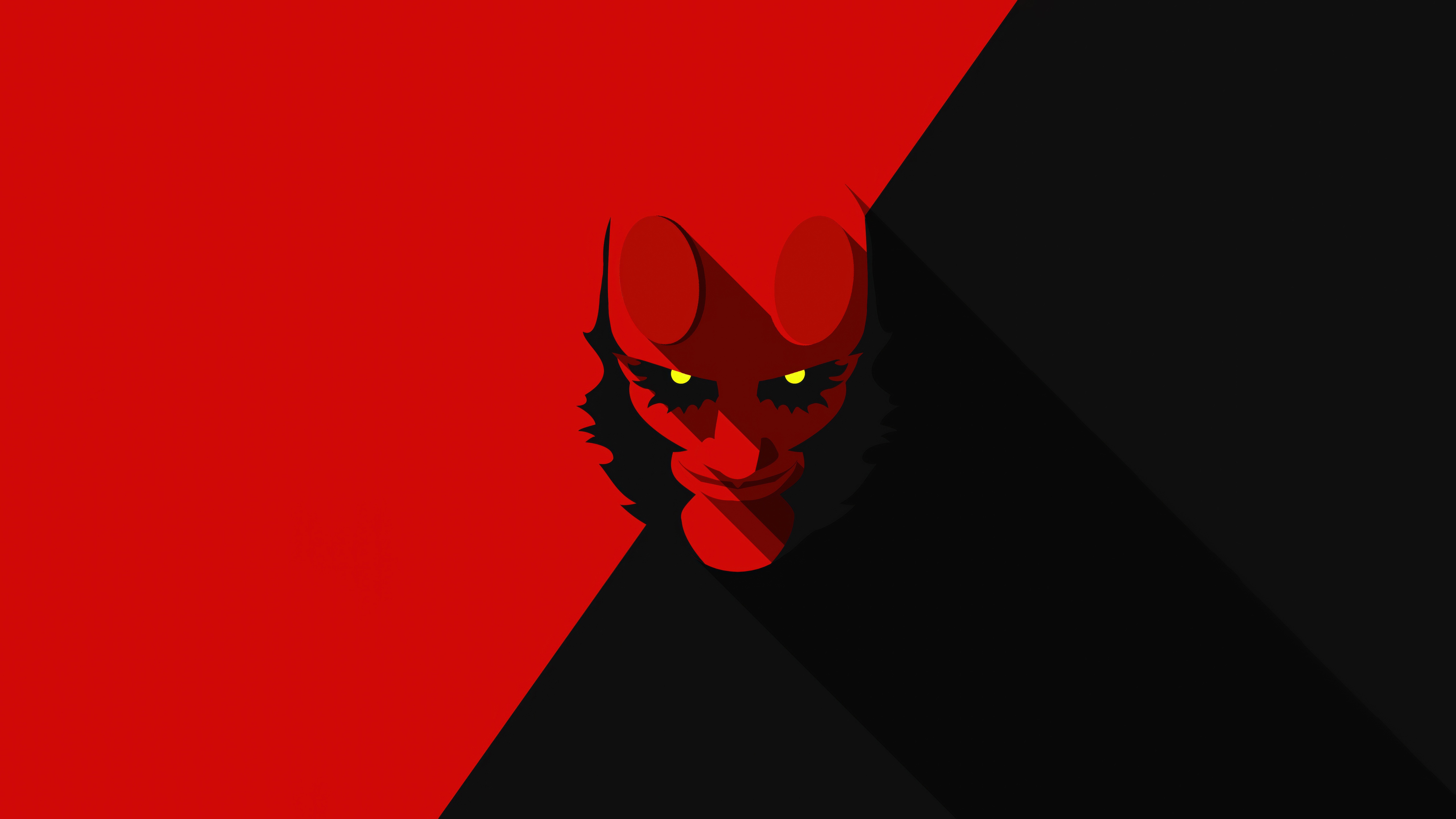 Hellboy's demonic face on red and black background HD Wallpaper