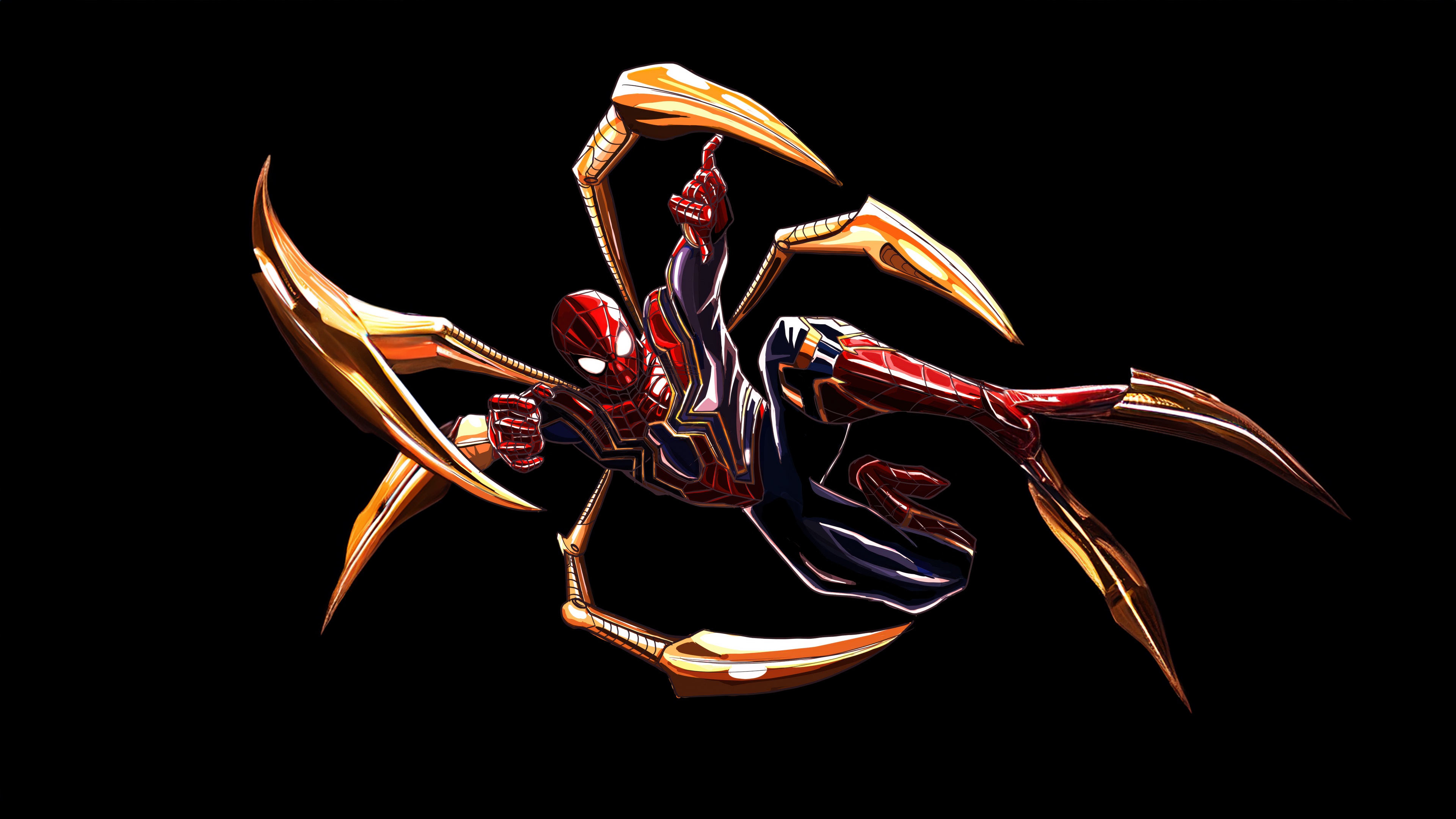 Spider-Man in the Iron Spider suit with mechanical arms HD Wallpaper