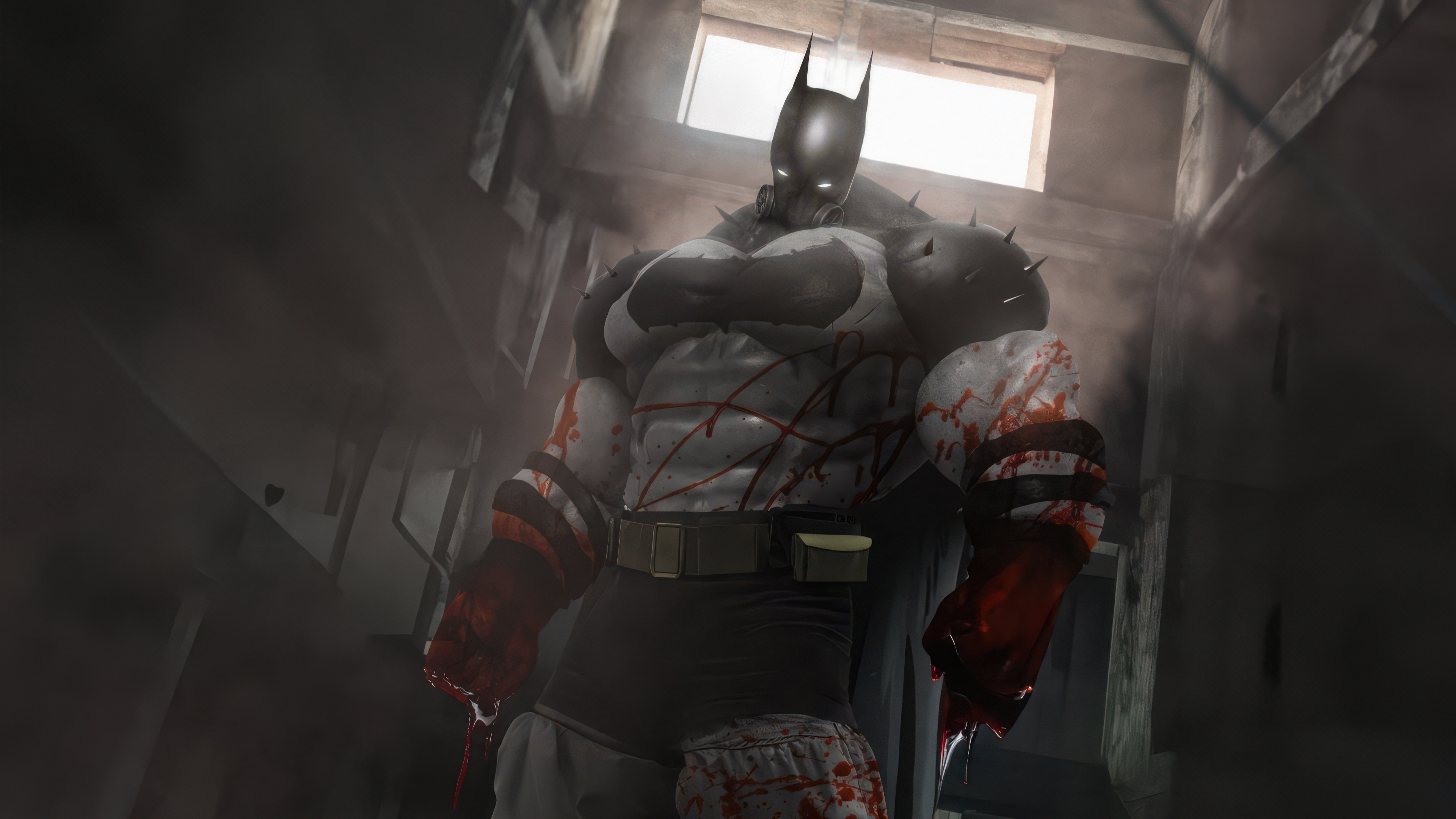 Absolute Batman covered in blood and spikes HD Wallpaper