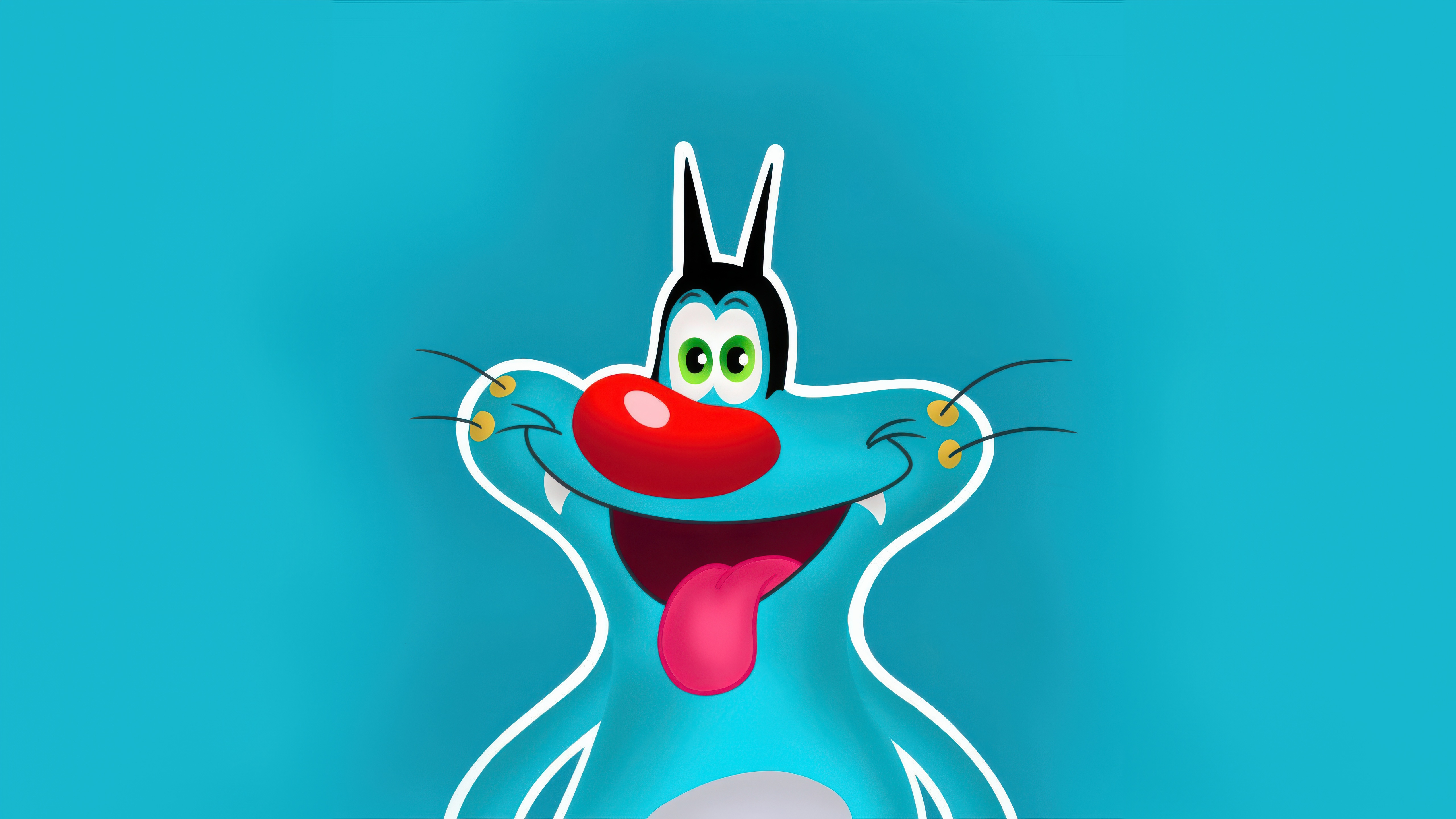 Oggy the Cat Smiling on a Blue Background HD Wallpaper