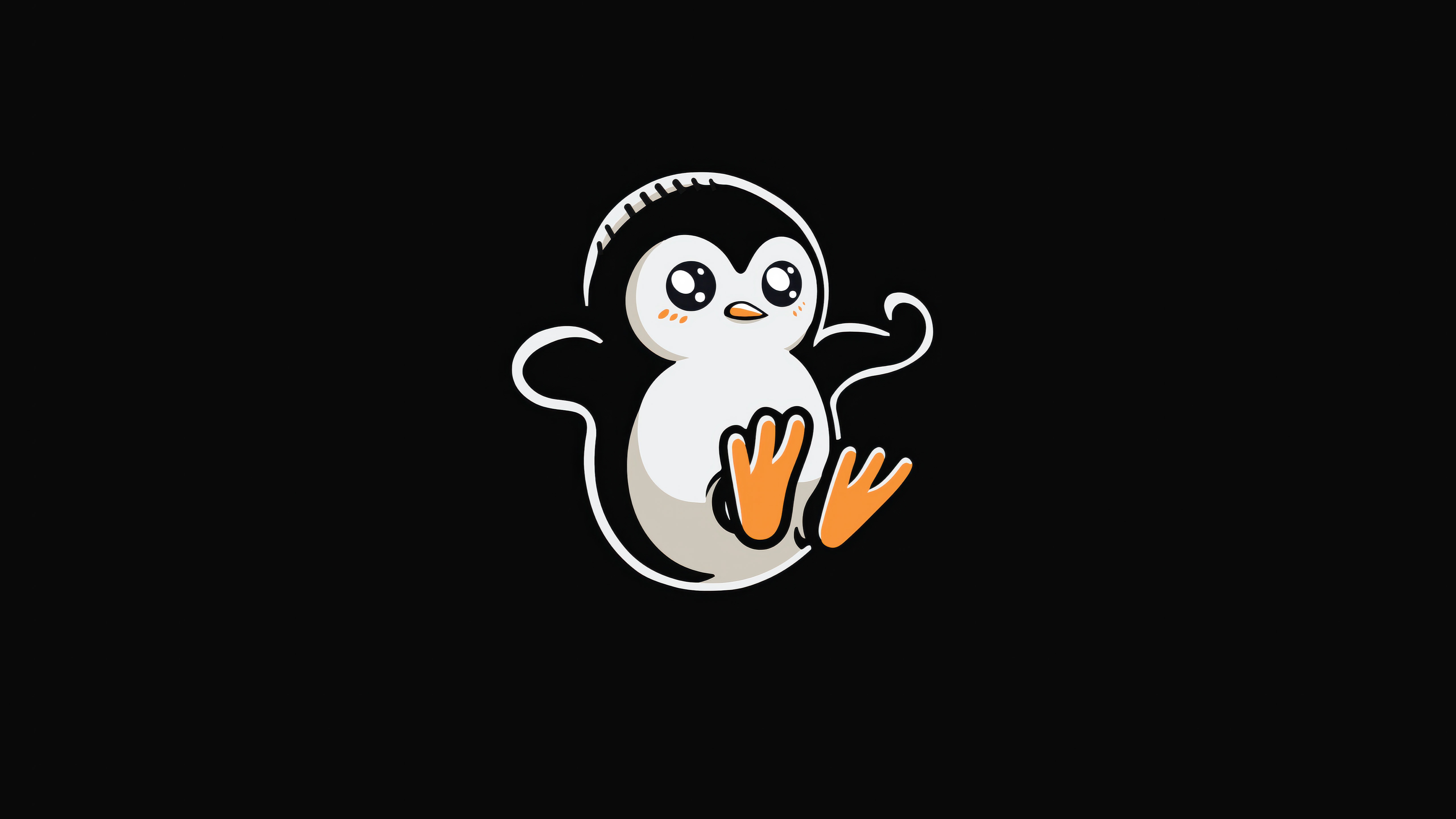 Cute Penguin Mascot Flexing HD Wallpaper