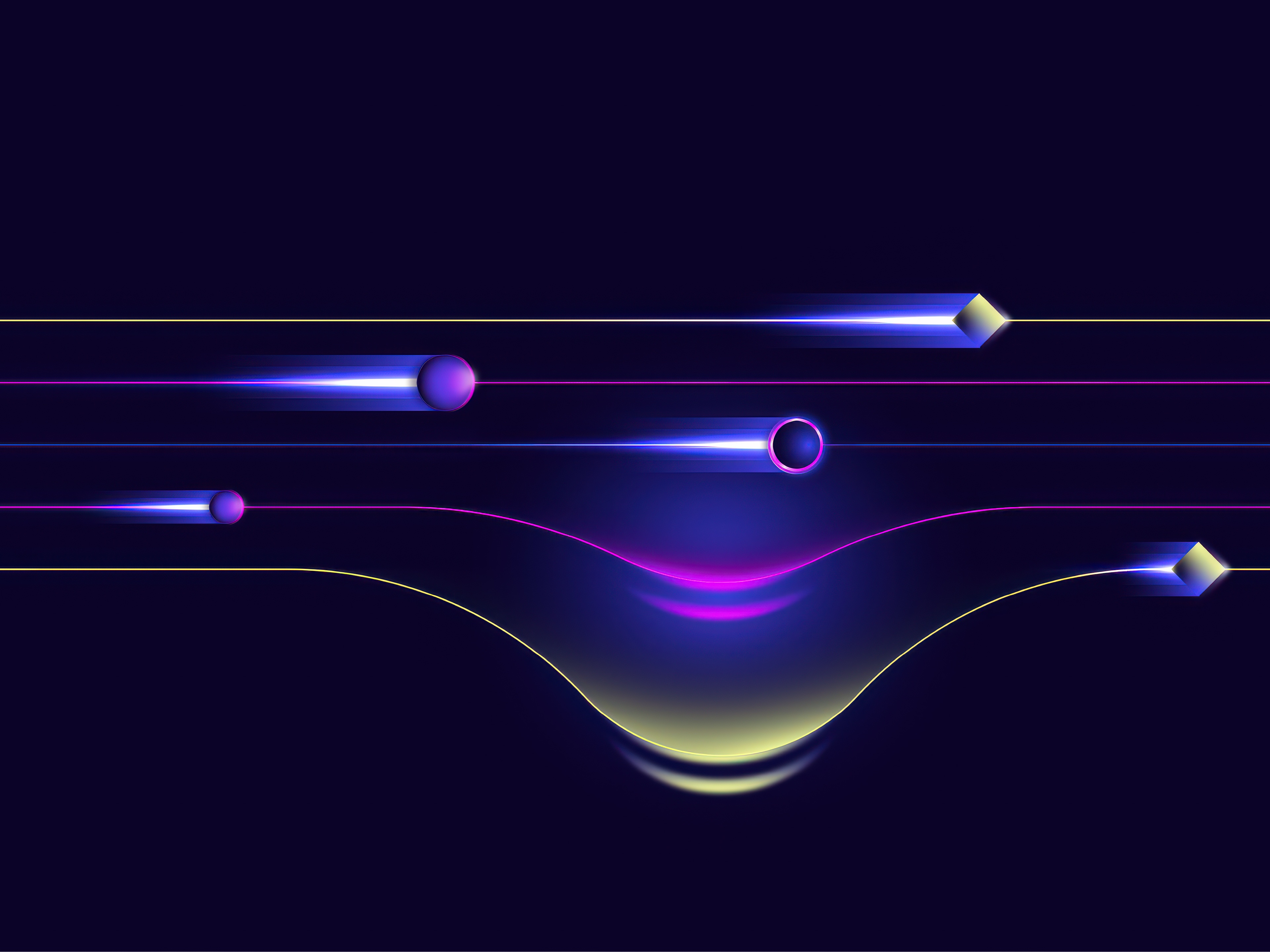 Abstract Flowing Objects with Neon Lines HD Wallpaper