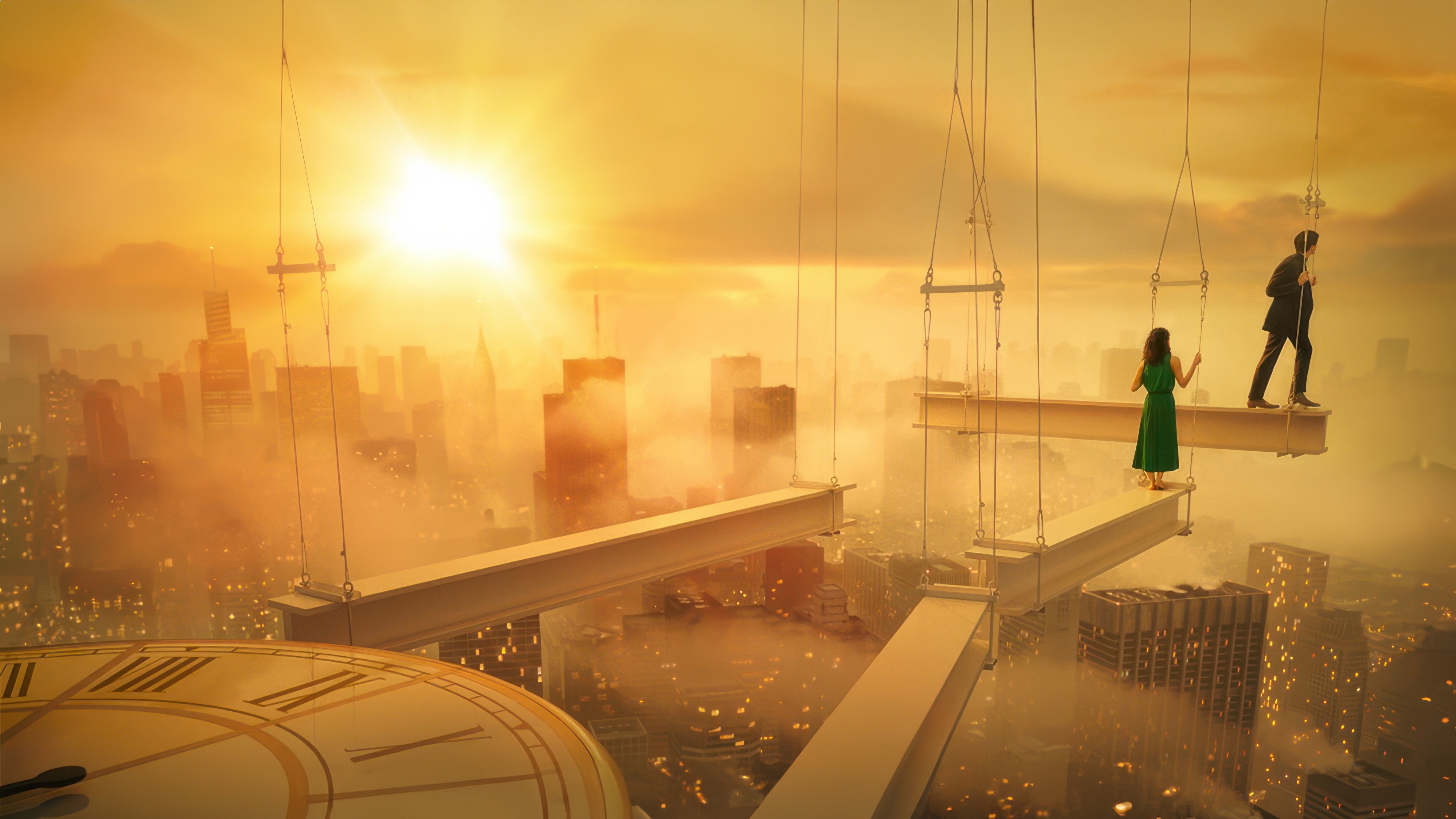 Megalopolis 2024 Movie: Couple on Suspended Beams HD Wallpaper