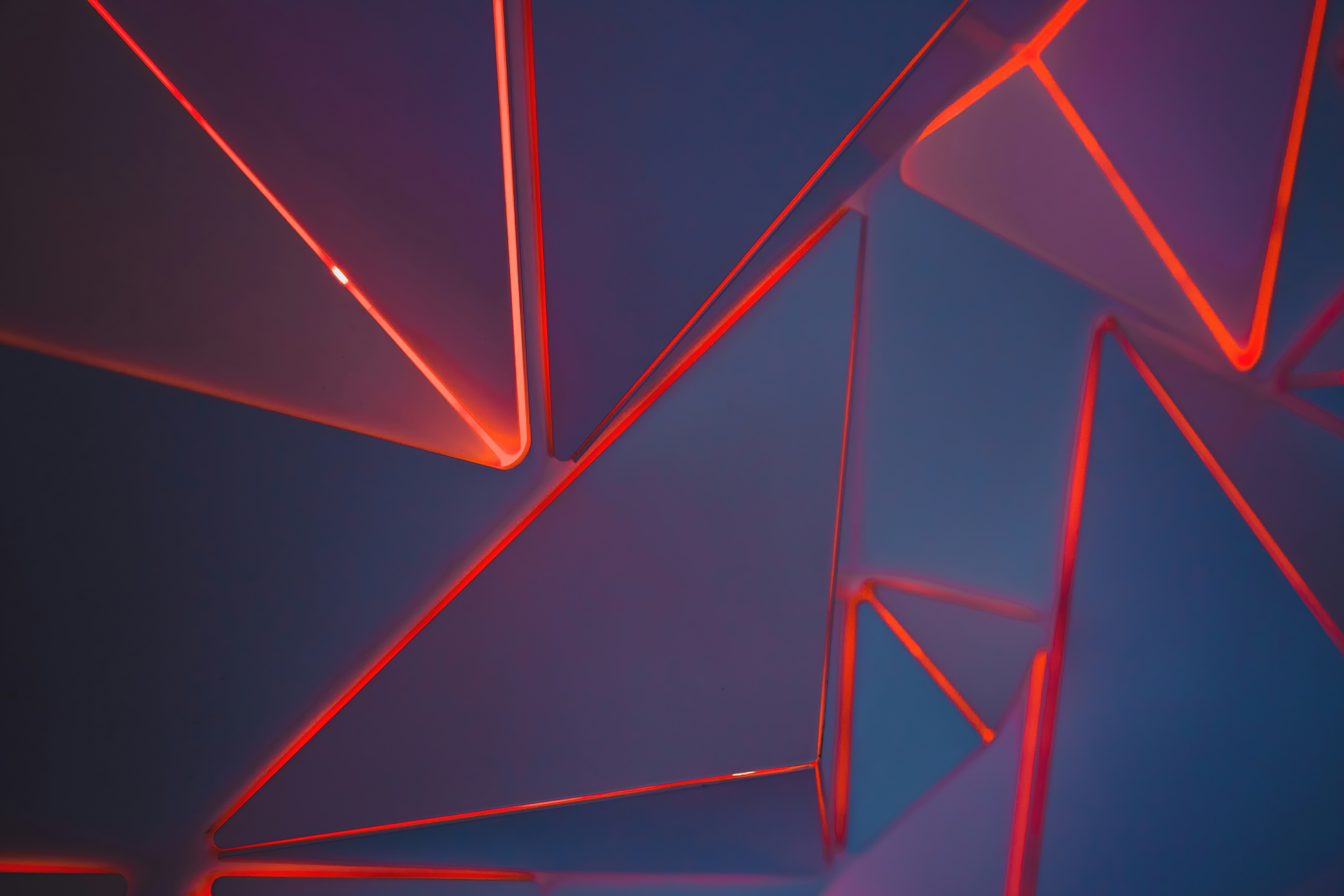 Abstract geometric pattern with glowing red lines HD Wallpaper
