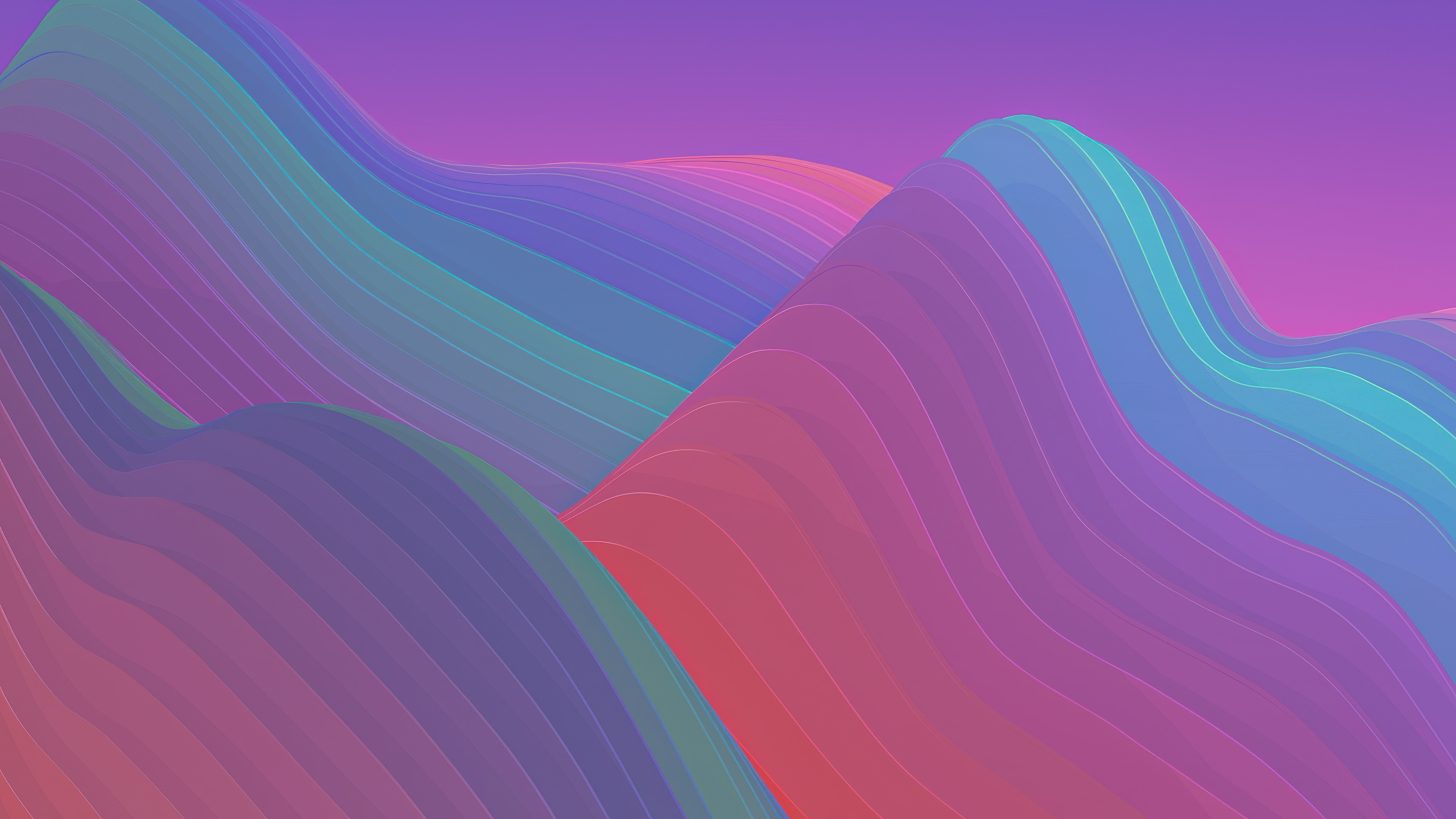 Colorful wavy lines forming abstract landscape HD Wallpaper