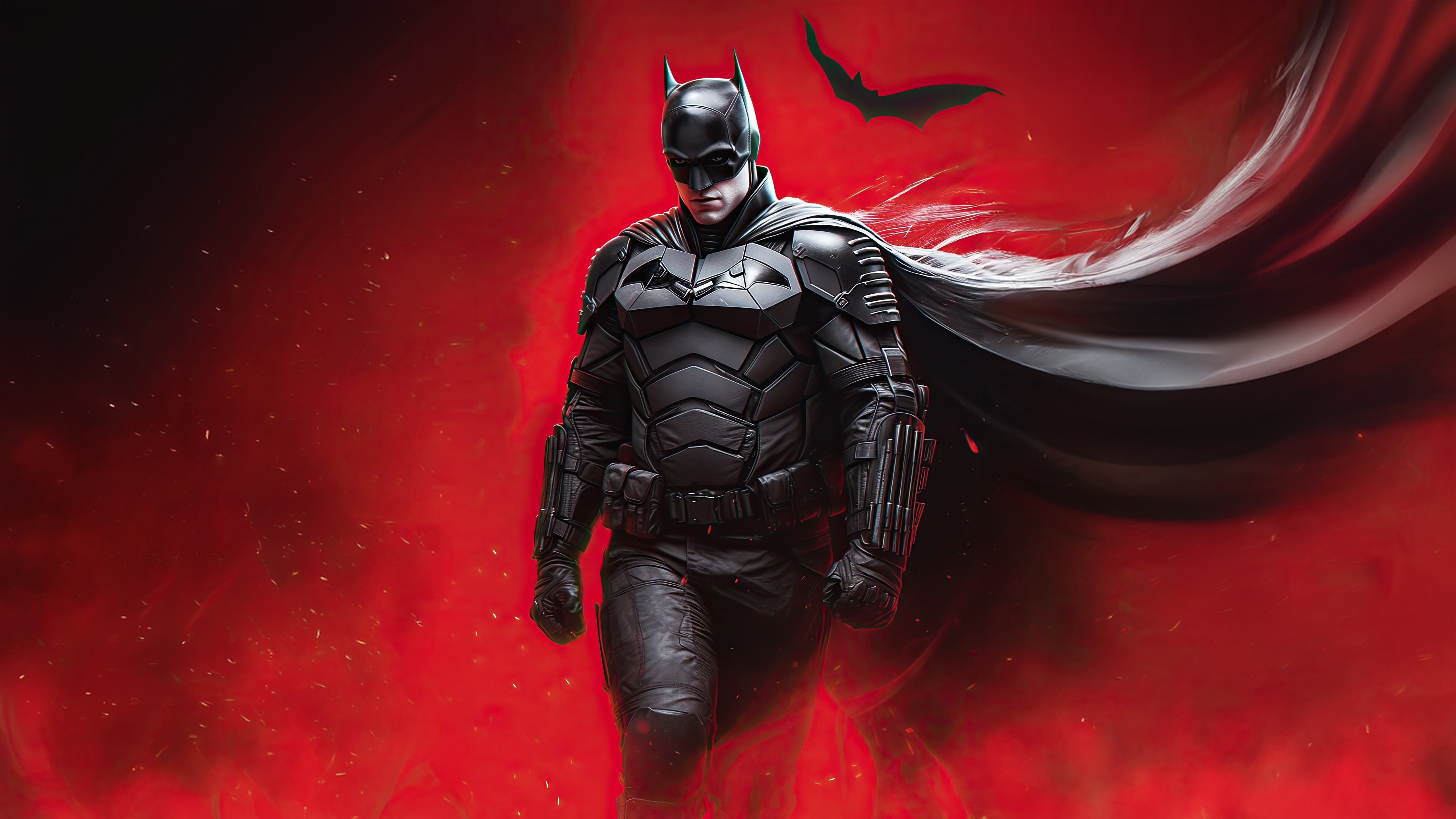 Batman in a red smoky environment HD Wallpaper