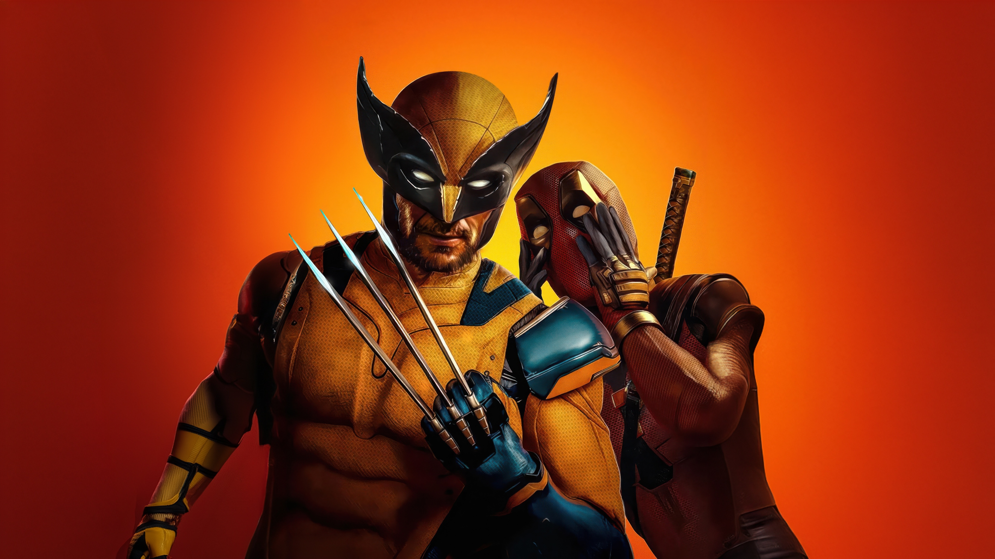 Deadpool and Wolverine with Adamantium Claws HD Wallpaper