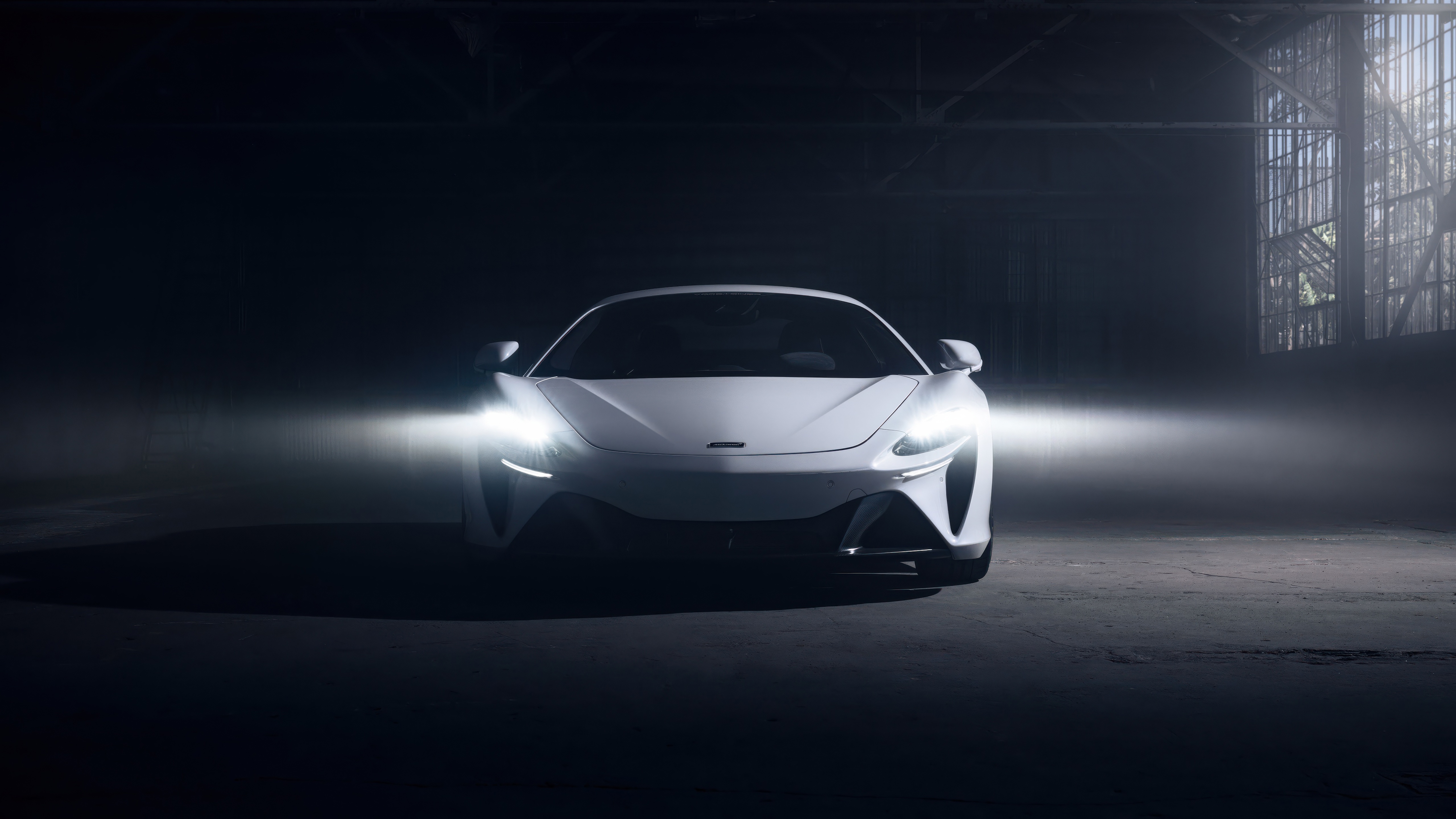 White McLaren Artura in a Dark Warehouse HD Wallpaper