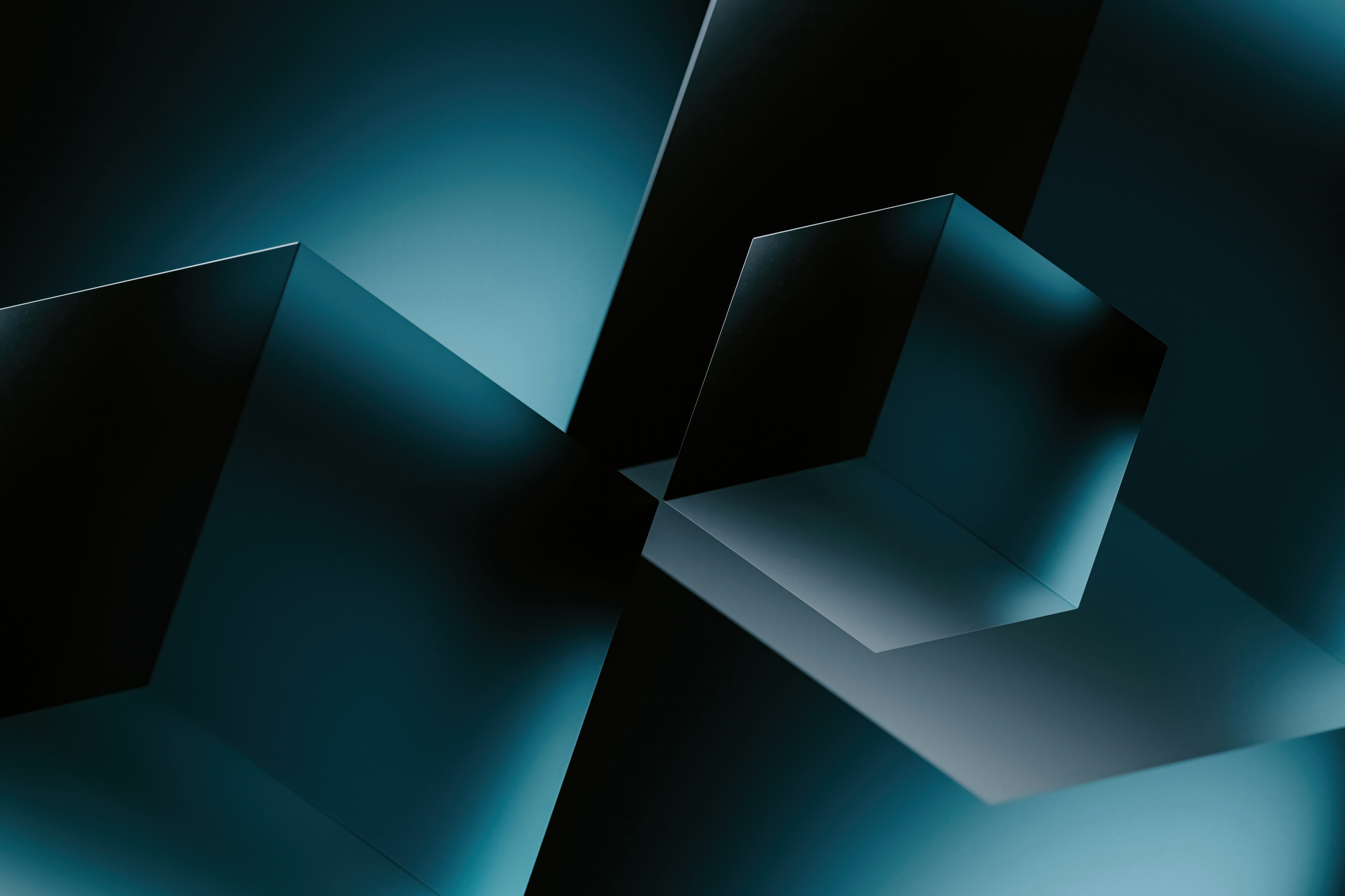 Abstract glowing blue geometric shapes with sharp edges HD Wallpaper