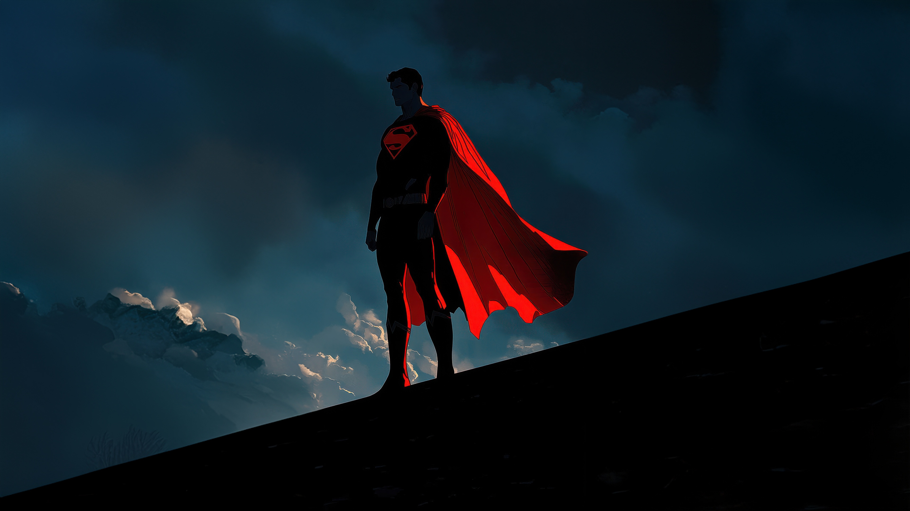 Superman standing on a dark hill HD Wallpaper