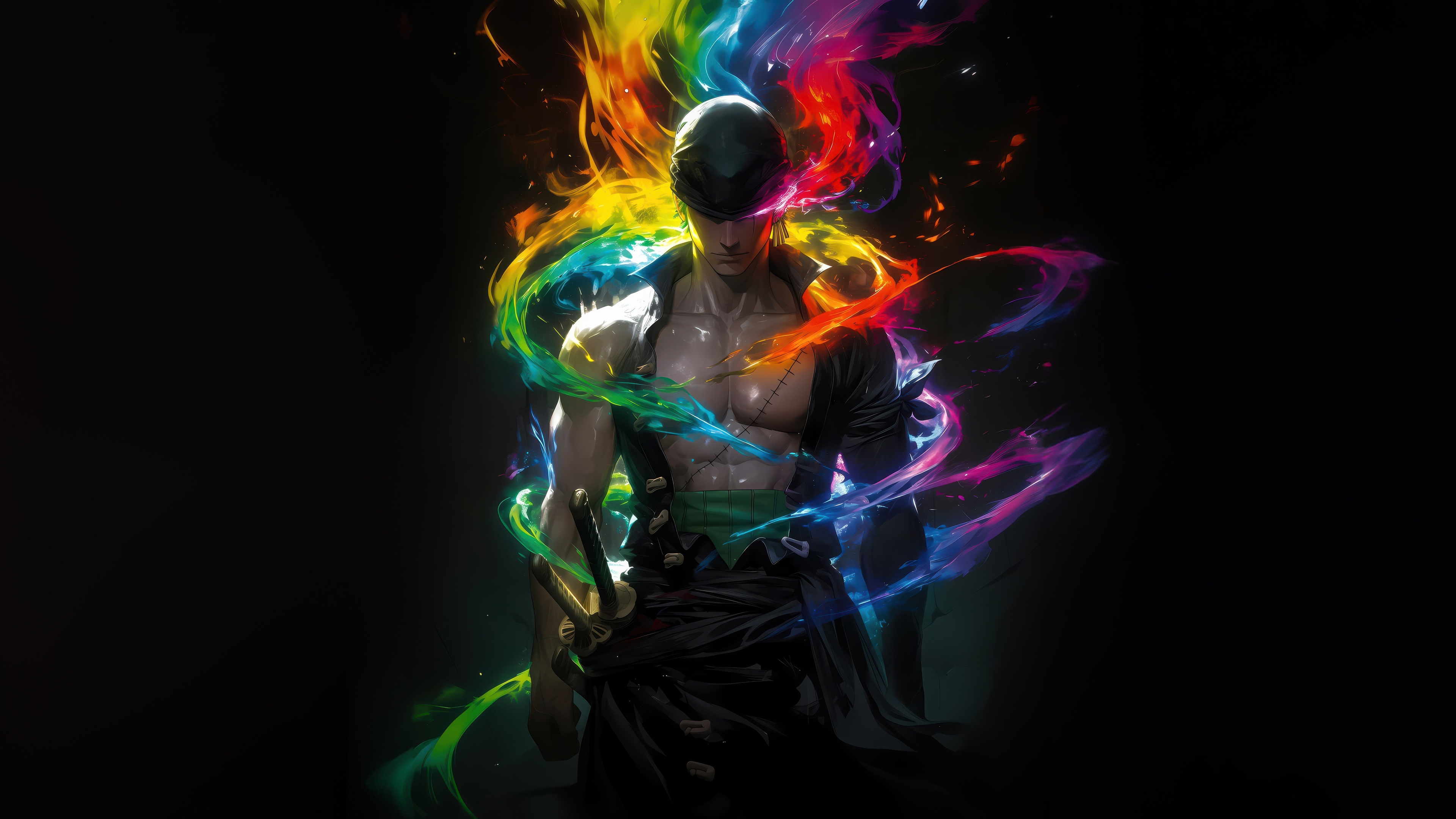 Roronoa Zoro with Rainbow Energy HD Wallpaper
