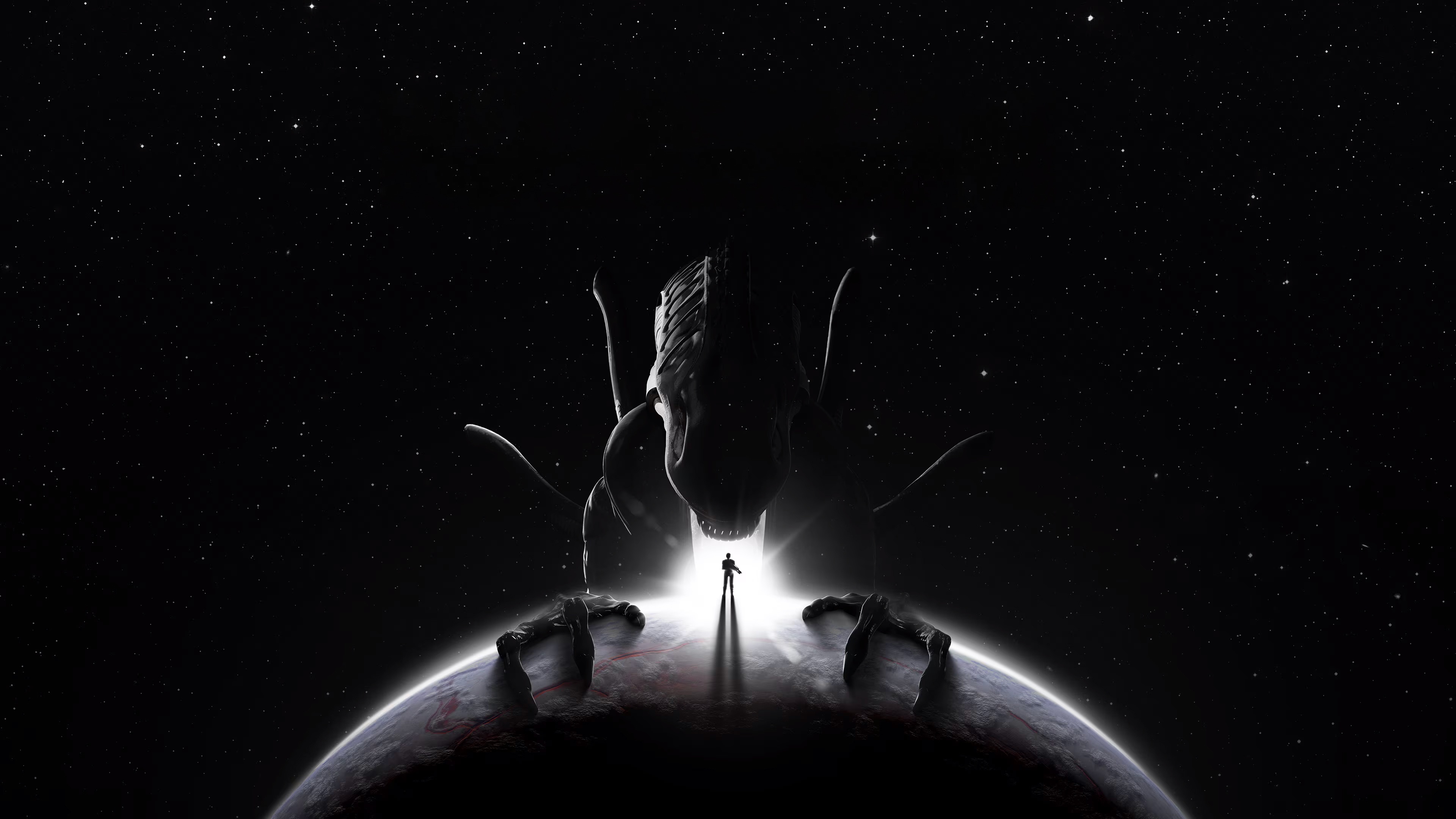 Alien Rogue Incursion: Giant Alien Overlooking Planet HD Wallpaper