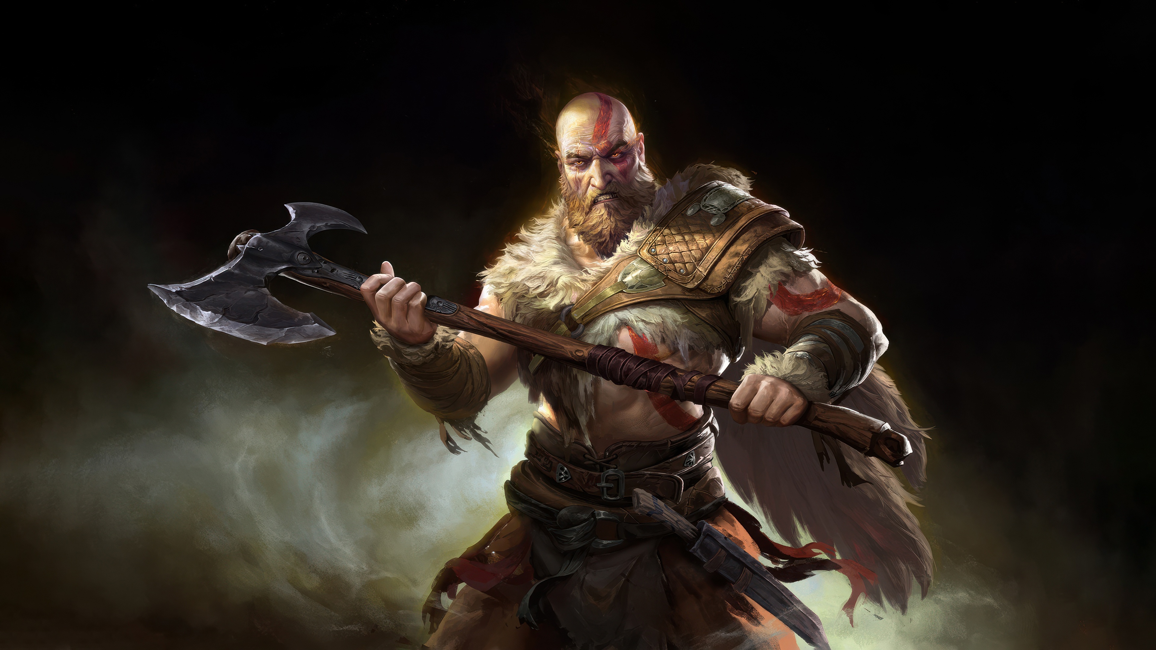 Kratos Holding His Axe HD Wallpaper