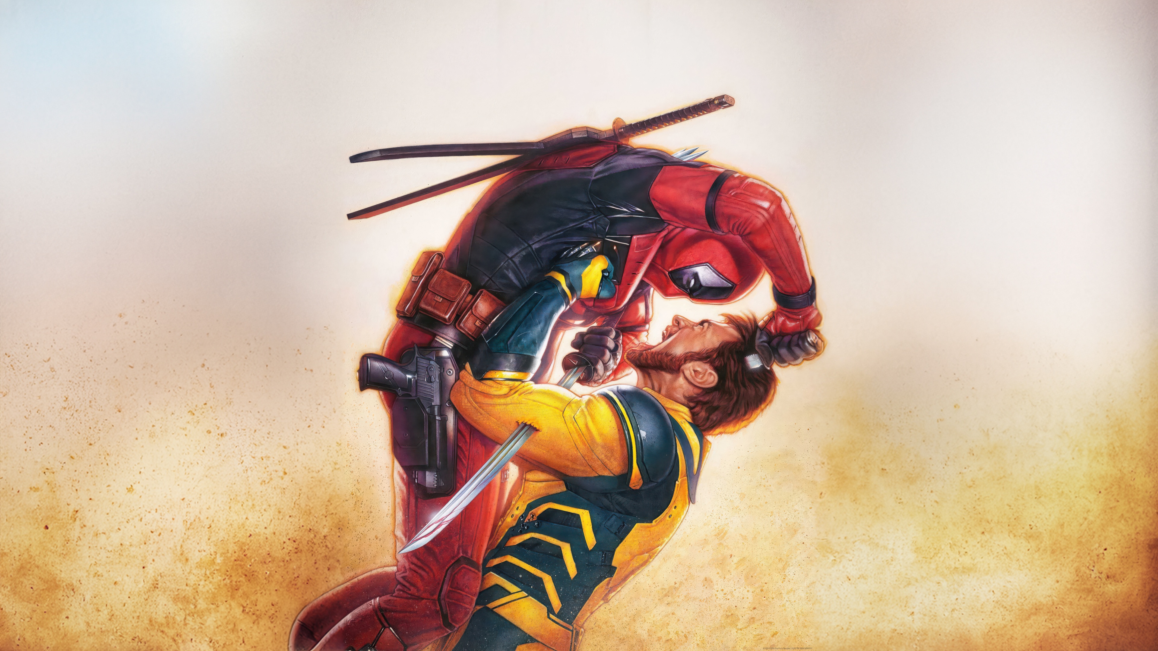 Deadpool and Wolverine fight HD Wallpaper