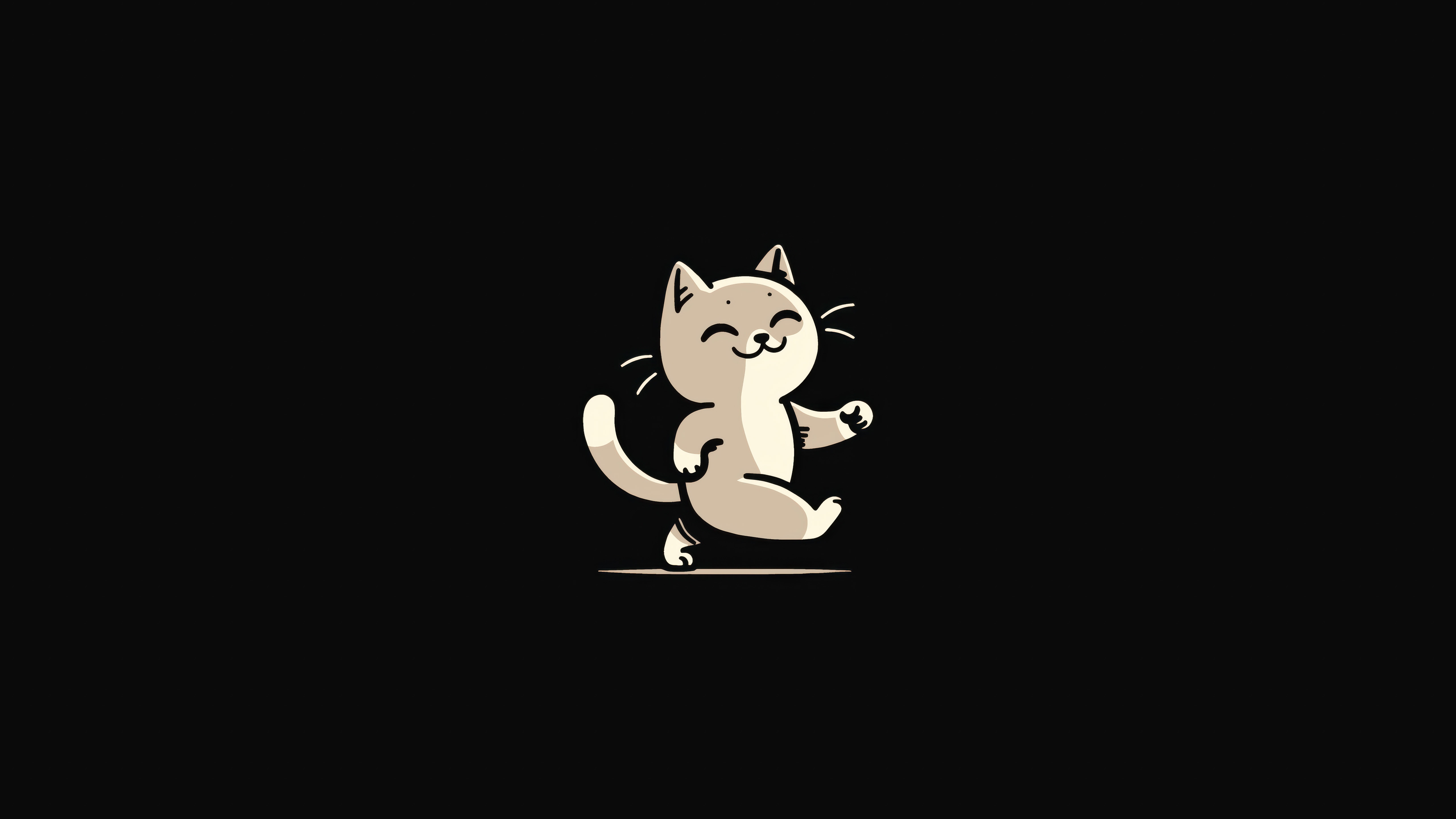 Minimalist cat walking art HD Wallpaper