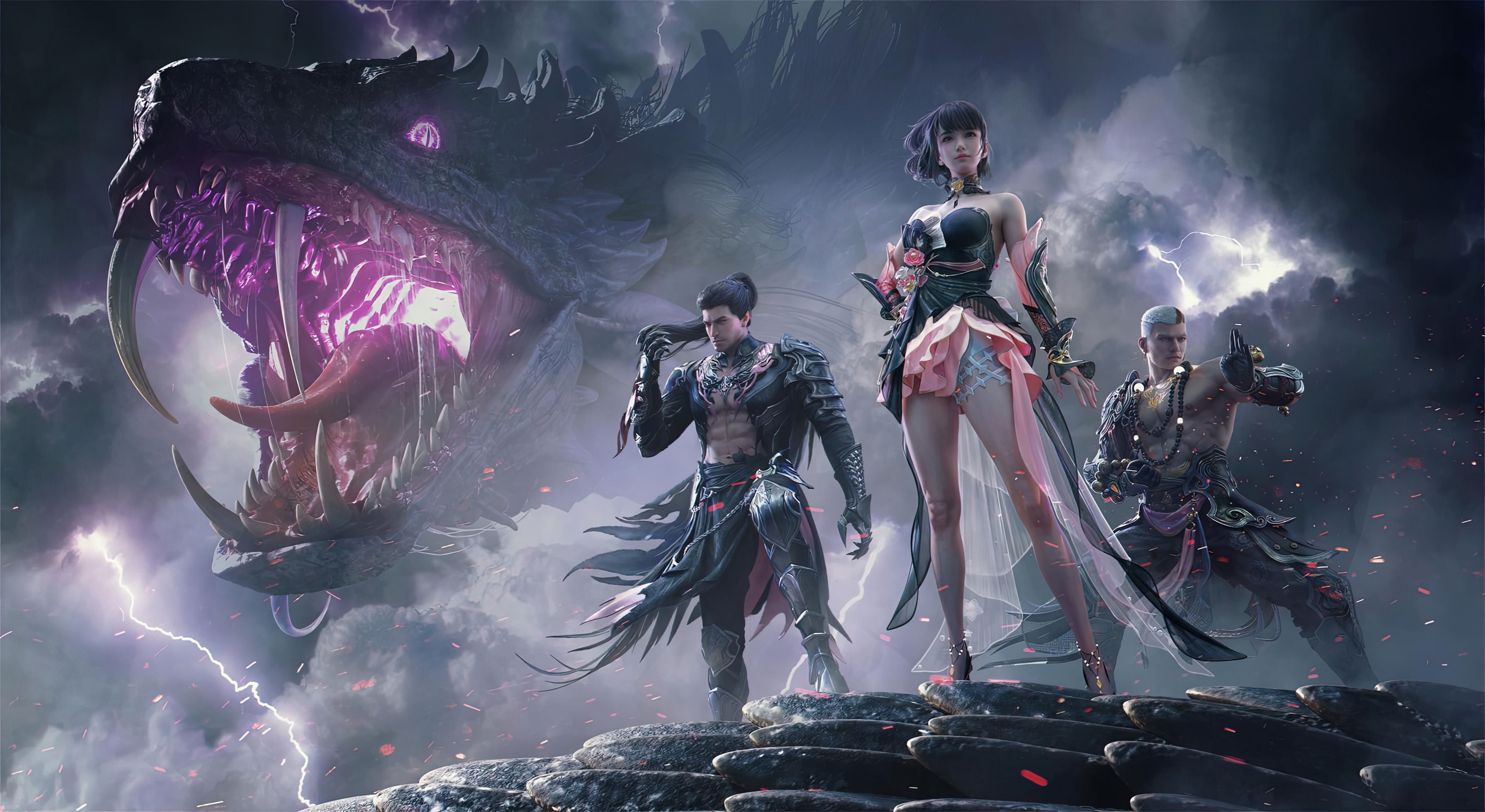 Naraka Bladepoint Game Characters and Dragon HD Wallpaper