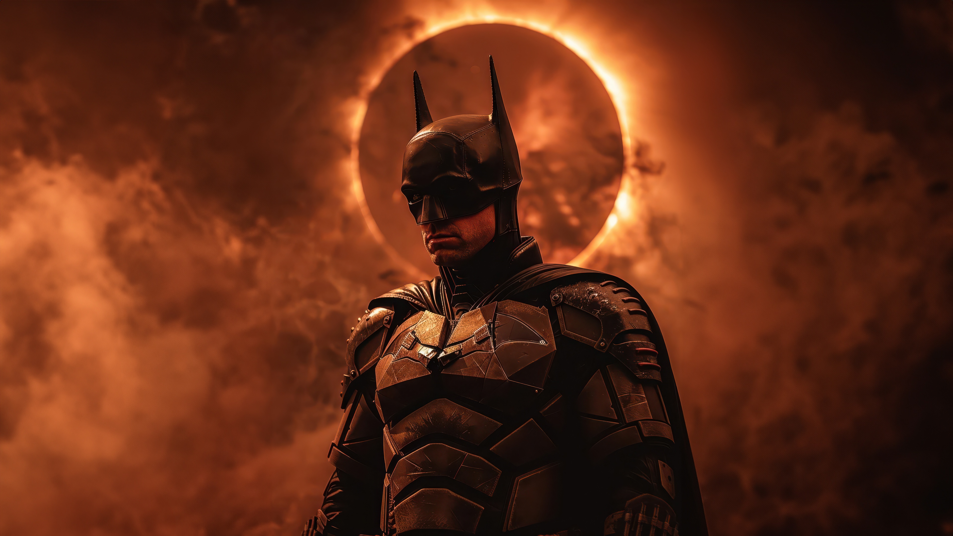 The Batman in front of an eclipse HD Wallpaper