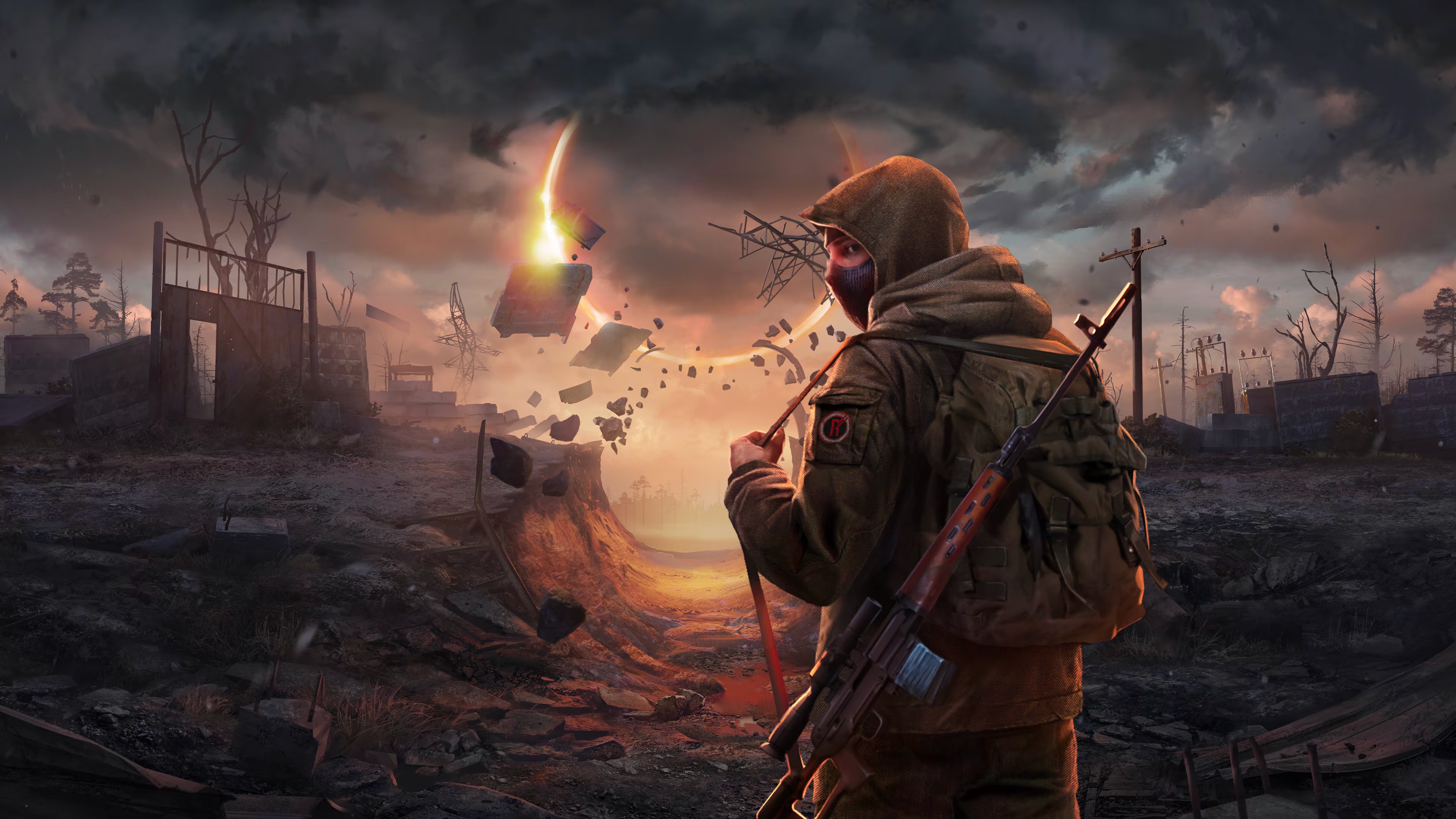 Into The Radius Soldier in Ruined Landscape HD Wallpaper