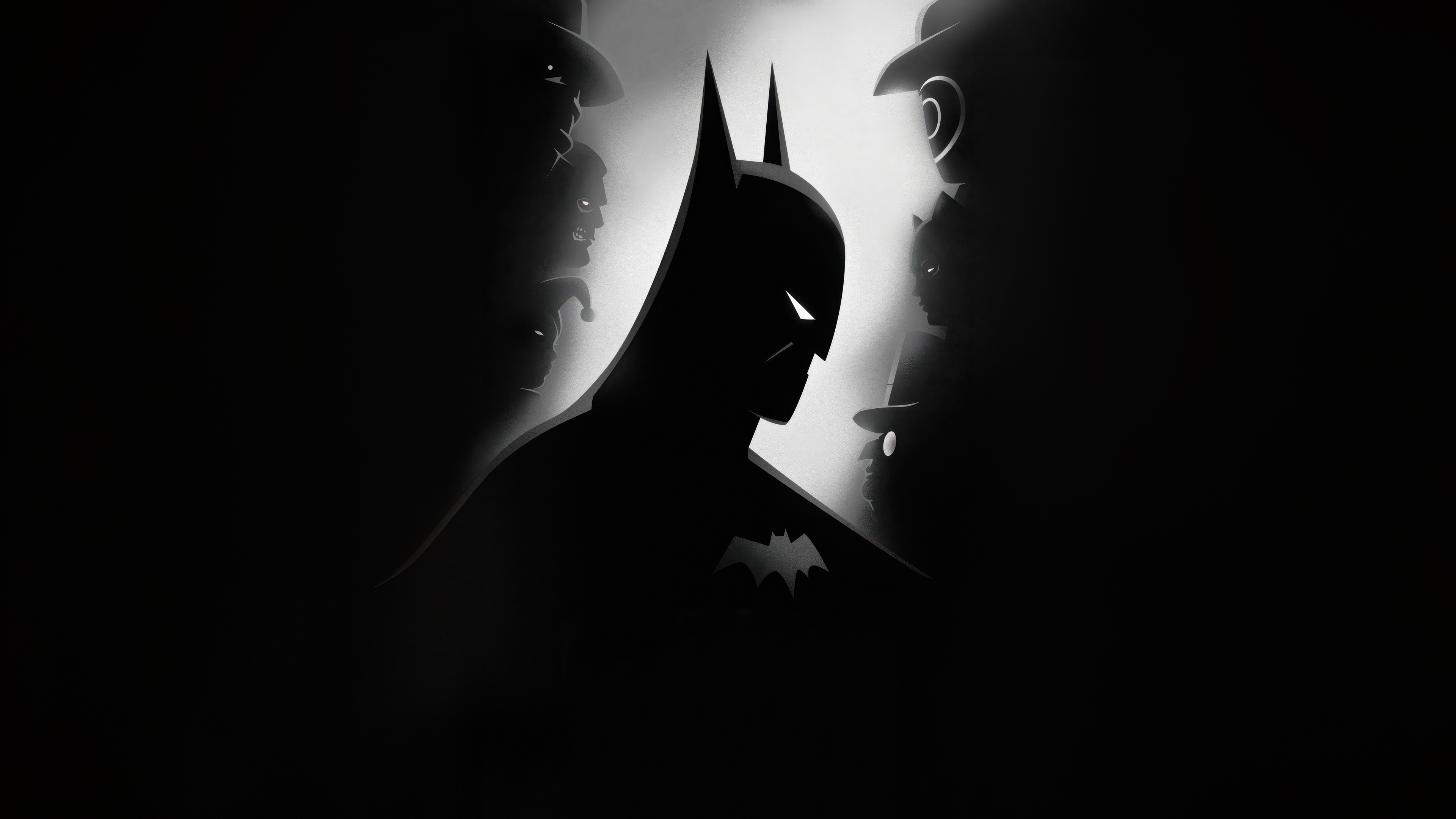 Batman and villains in silhouette HD Wallpaper