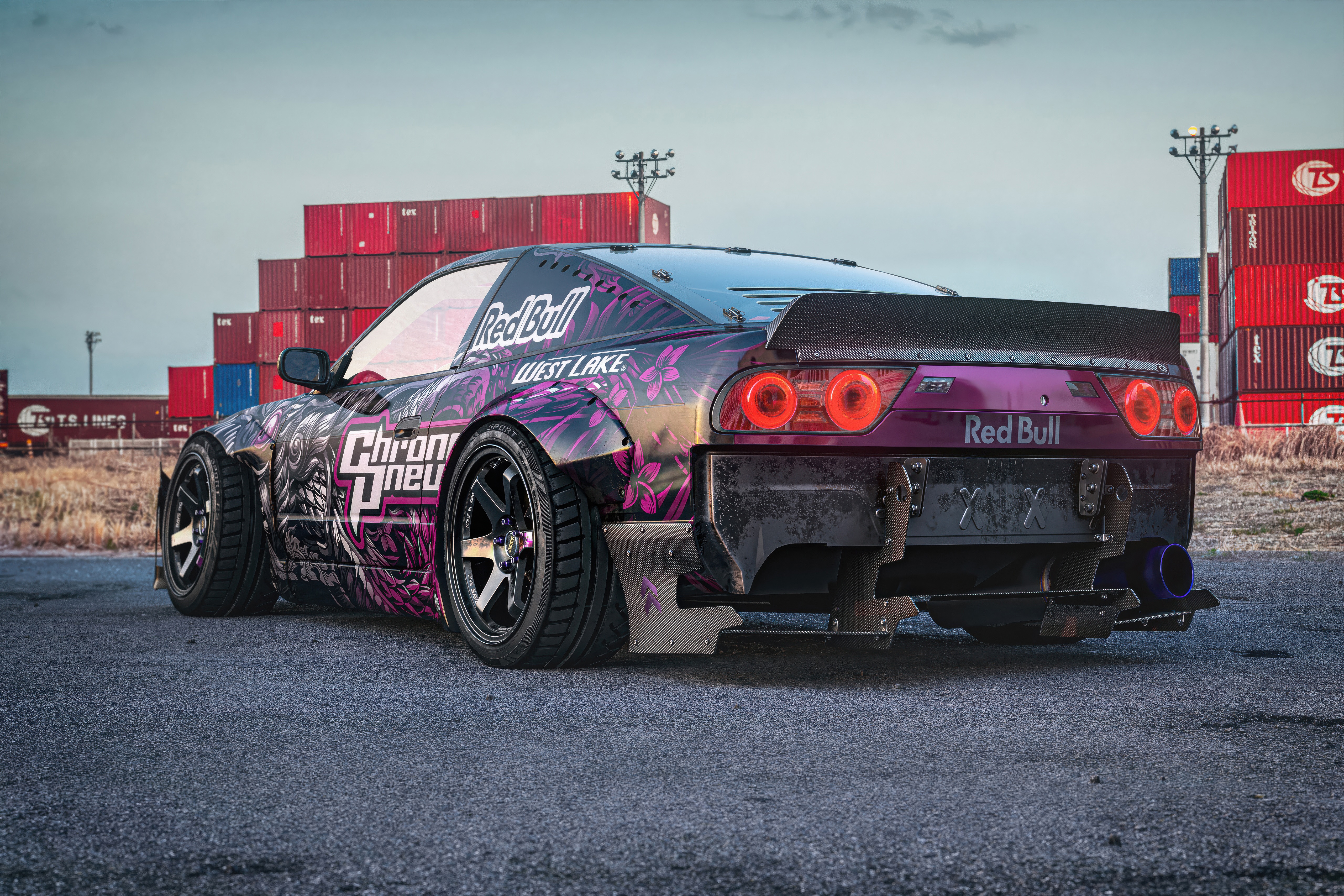 Modified Nissan 240sx with Red Bull livery HD Wallpaper