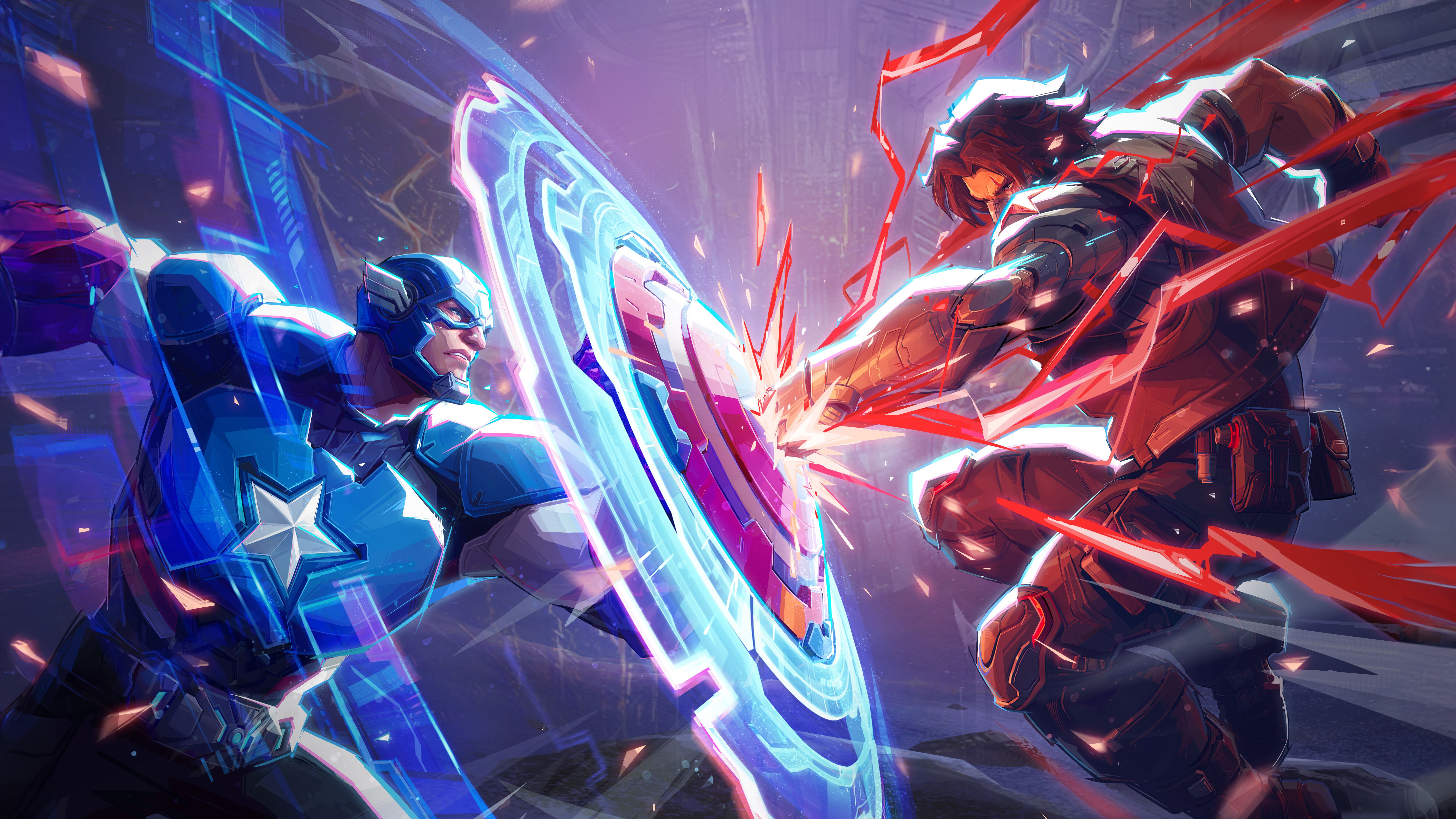 Captain America vs. Winter Soldier in Marvel Rivals HD Wallpaper