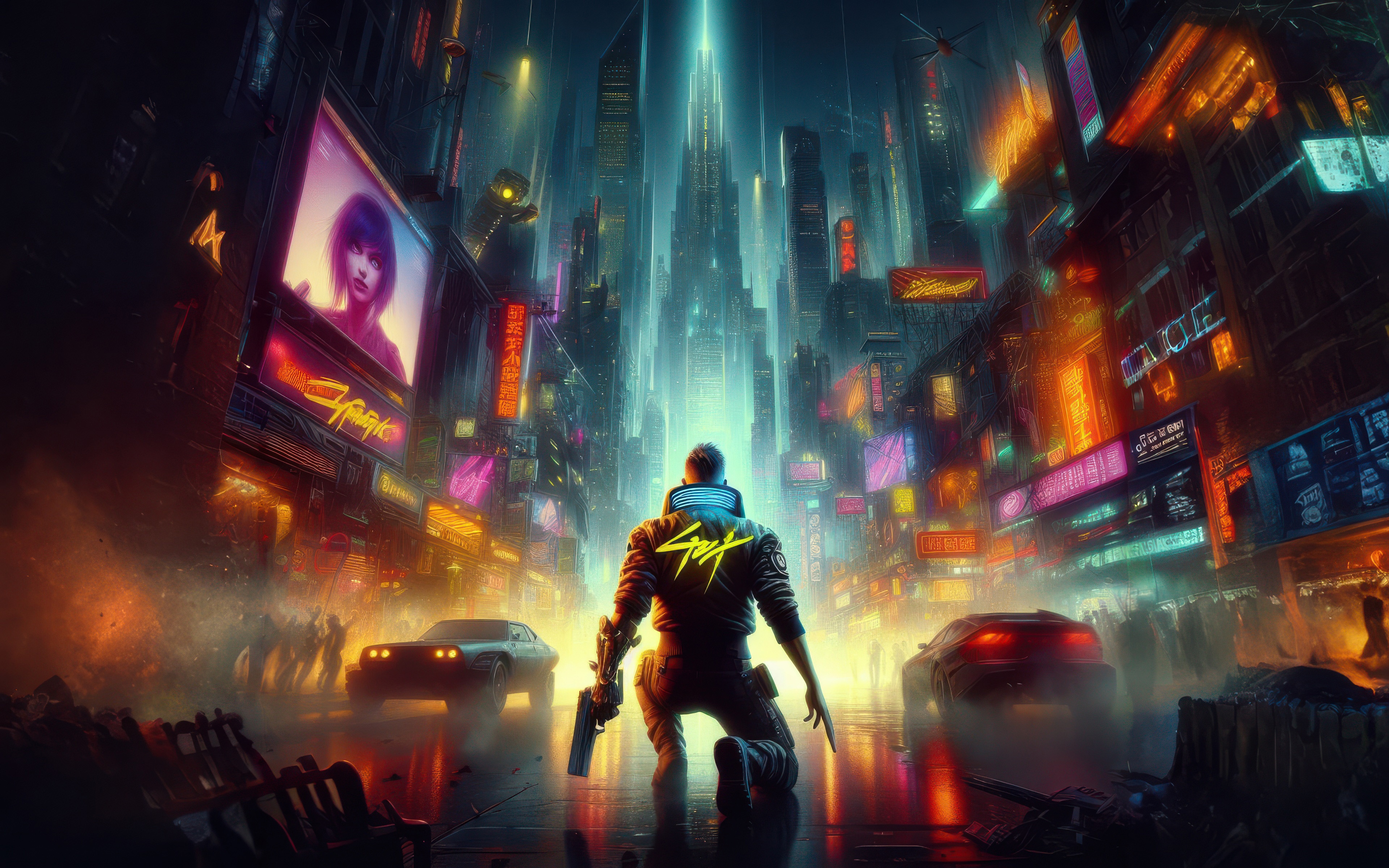 Cyberpunk 2077 Character in Neon City HD Wallpaper